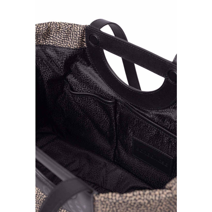 BORBONESE Borsa Bouche Shopper Medium-Naturale Nero
