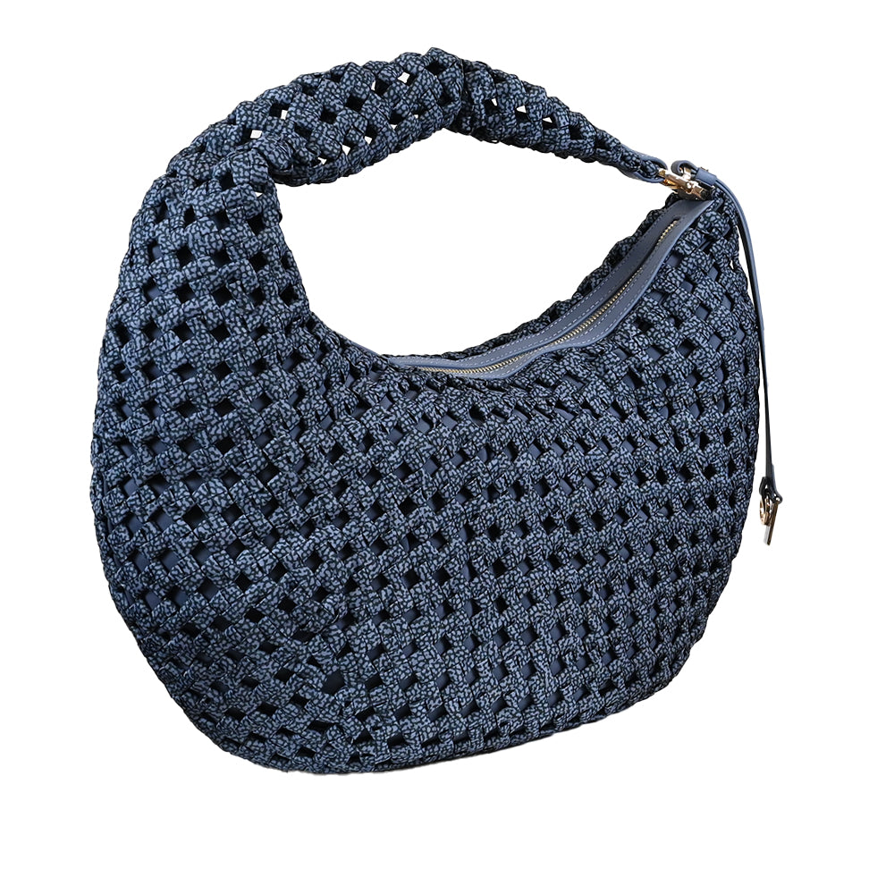 BORBONESE Borsa Hobo La Nido Medium-Denim