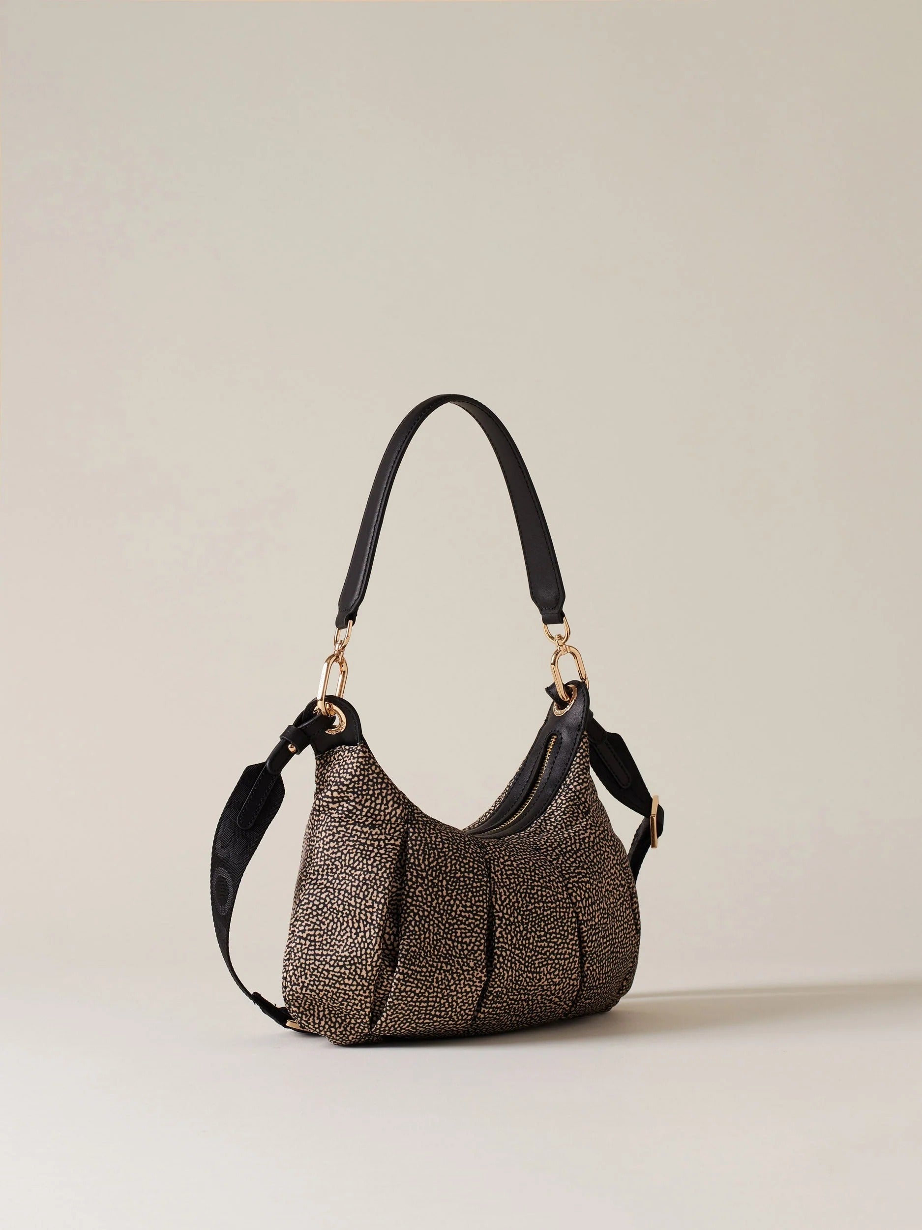BORBONESE BORSA CROISSANT HOBO SMALL-Naturale Nero