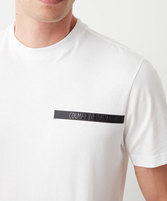 COLMAR T-Shirt Uomo Logo Tape-Bianco