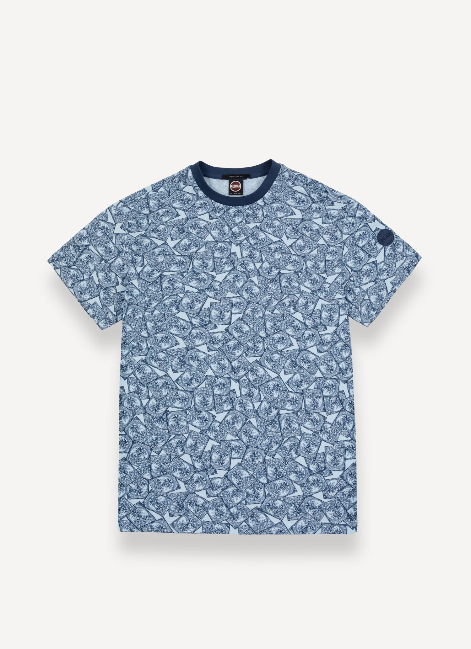 COLMAR T-Shirt Uomo piquet Stampata-Azzurro Angelic Blue
