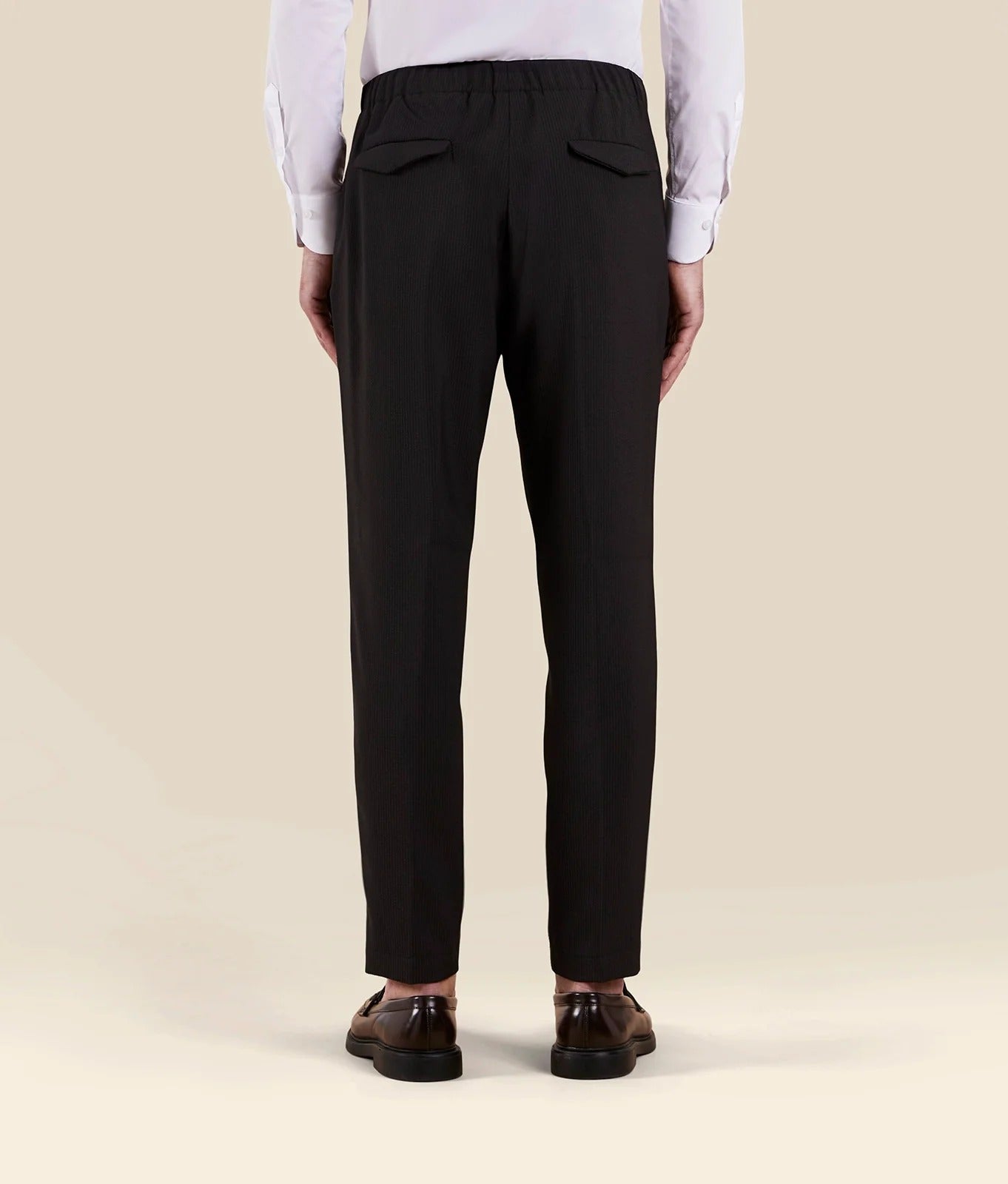 CRUNA Pantalone Uomo Burano Seersucker-Nero