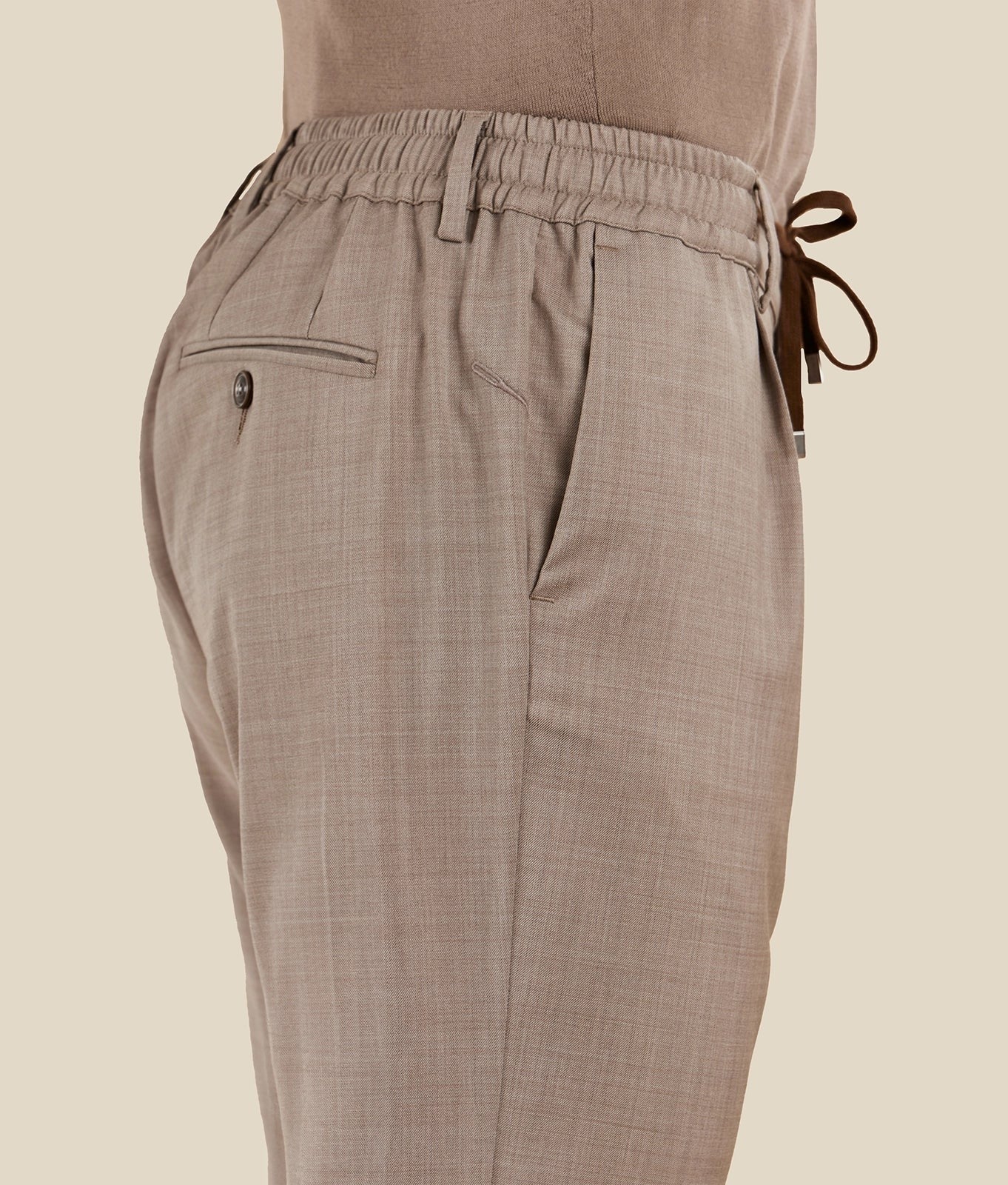 CRUNA Pantalone Uomo Mitte Twill Lana-Tortora