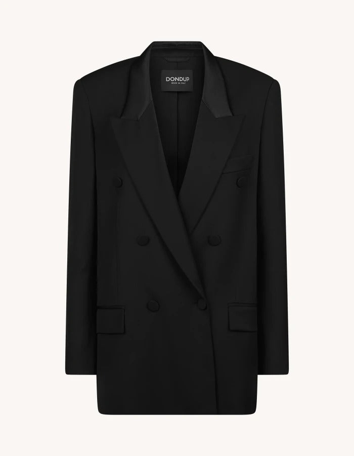 DONDUP Blazer Donna Doppiopetto Fresco Lana-Nero