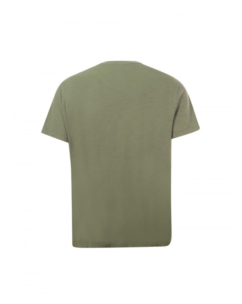 DONDUP T-Shirt Uomo Jersey Fiammato Stampa Logo-Verde Militare