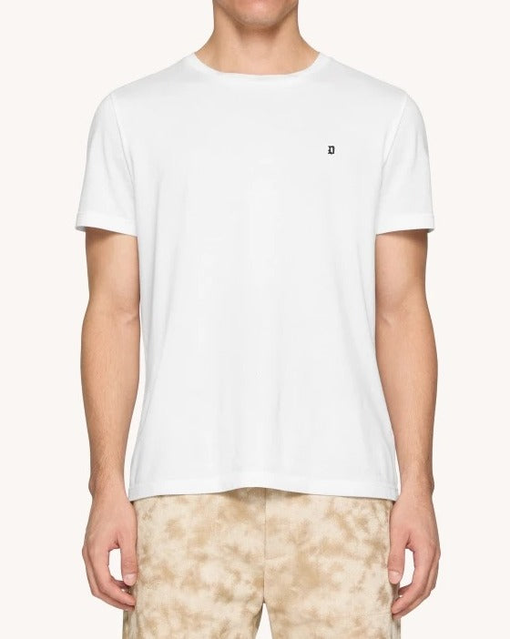 DONDUP T-Shirt Uomo Jersey Mini Logo-Bianco