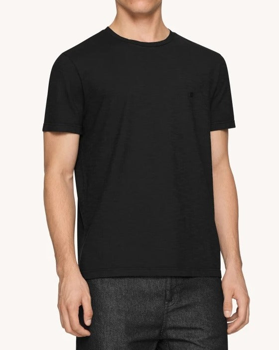 DONDUP T-Shirt Uomo Jersey Mini Logo-Nero