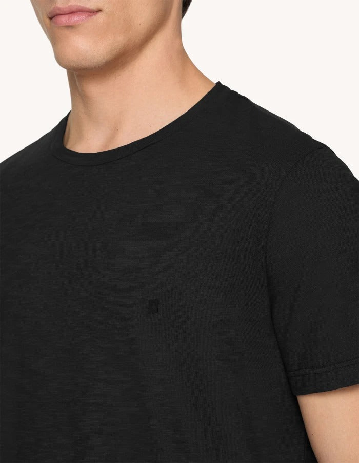DONDUP T-Shirt Uomo Jersey Mini Logo-Nero