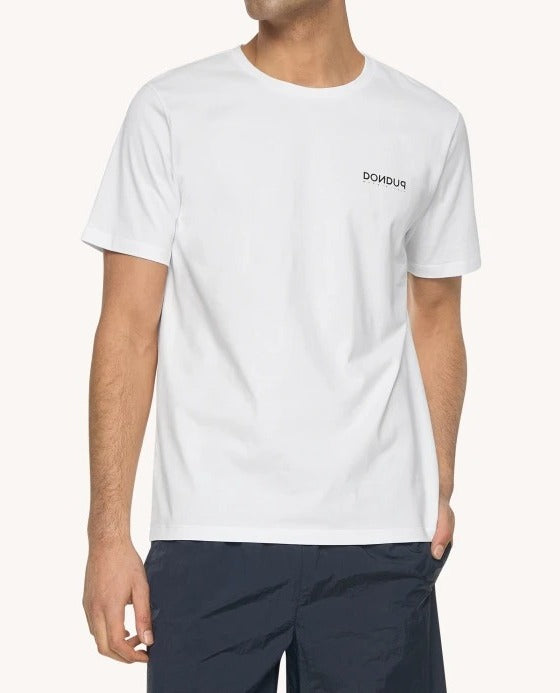 DONDUP T-Shirt Uomo Jersey Logo Lettering-Bianco