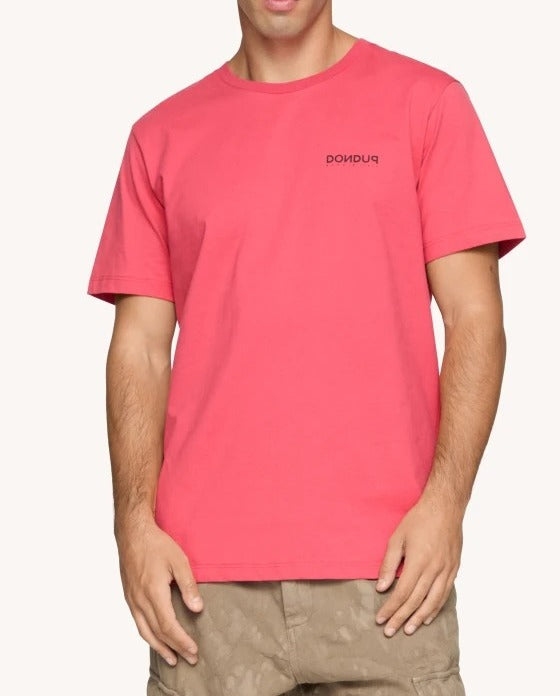 DONDUP t-Shirt Uomo Jersey Logo Lettering-Geranio