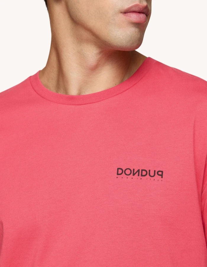DONDUP t-Shirt Uomo Jersey Logo Lettering-Geranio