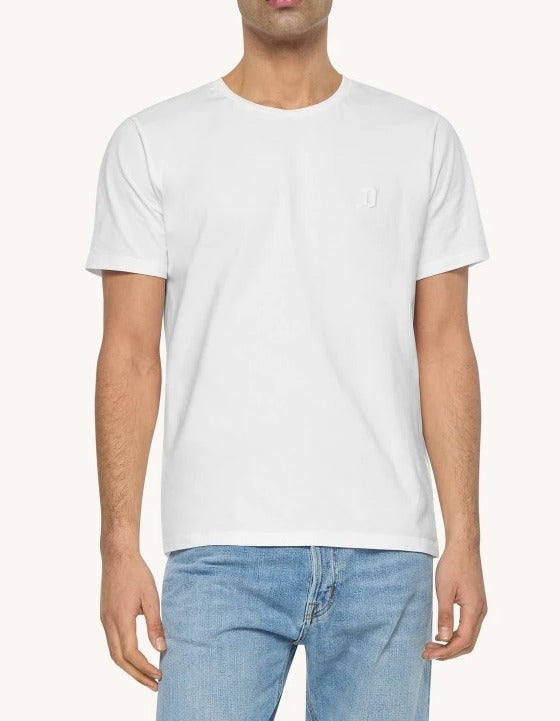 DONDUP T-Shirt Uomo Jersey Mini Logo Ricamato-Bianco