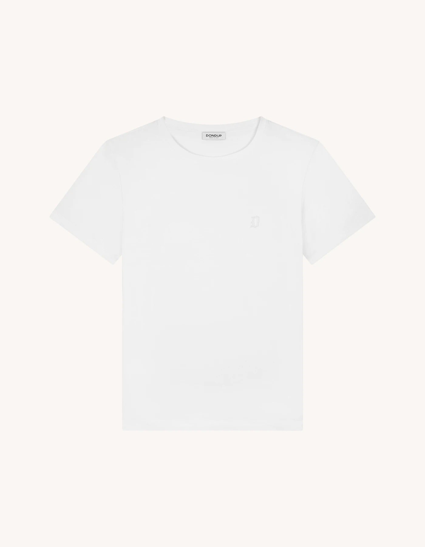 DONDUP T-Shirt Uomo Jersey Mini Logo Ricamato-Bianco