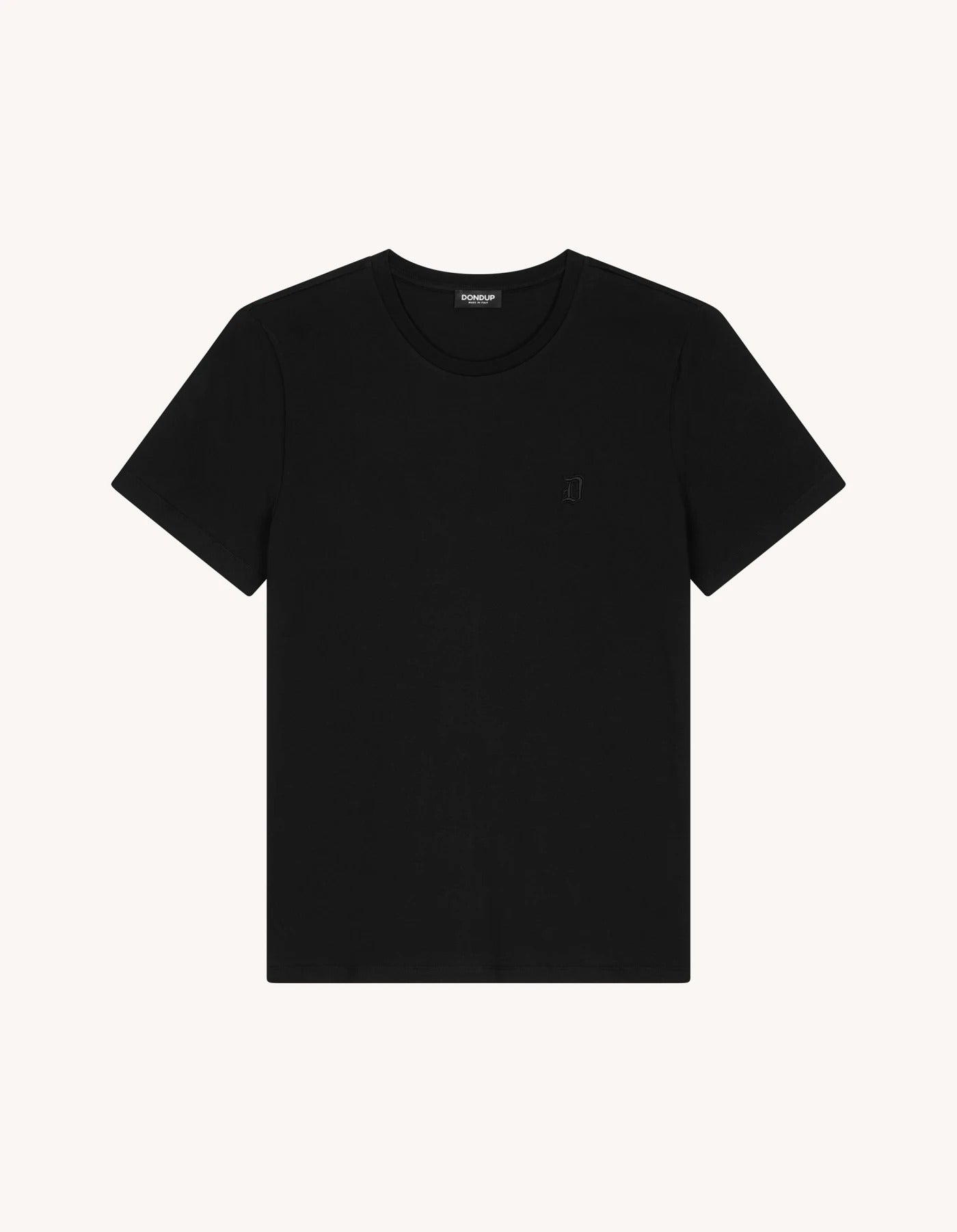 DONDUP T-Shirt Uomo Jersey Mini Logo Ricamato-Nero