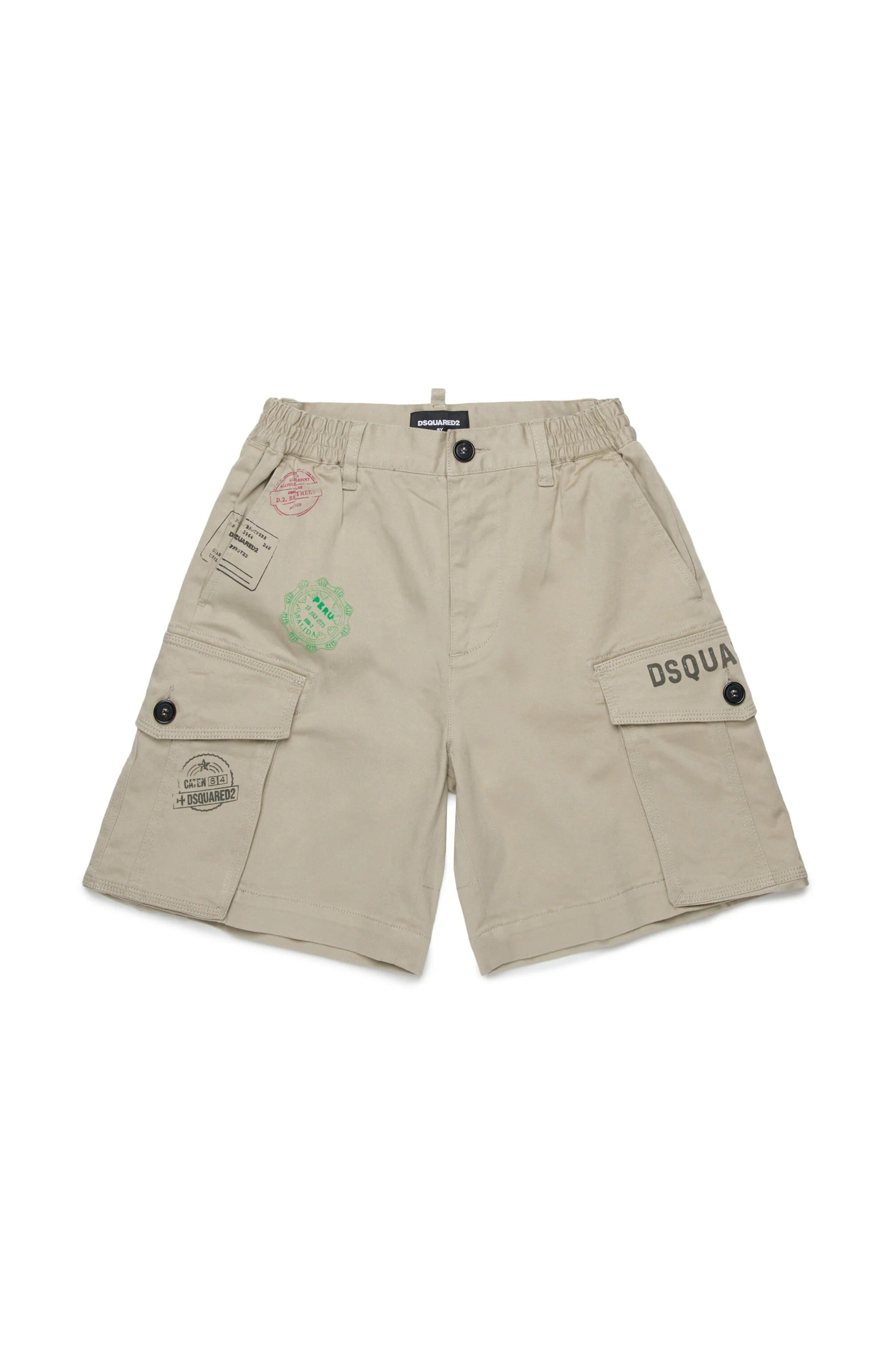 DSQUARED2 Calzoncino Junior Cargo Passport-Grigio Beige