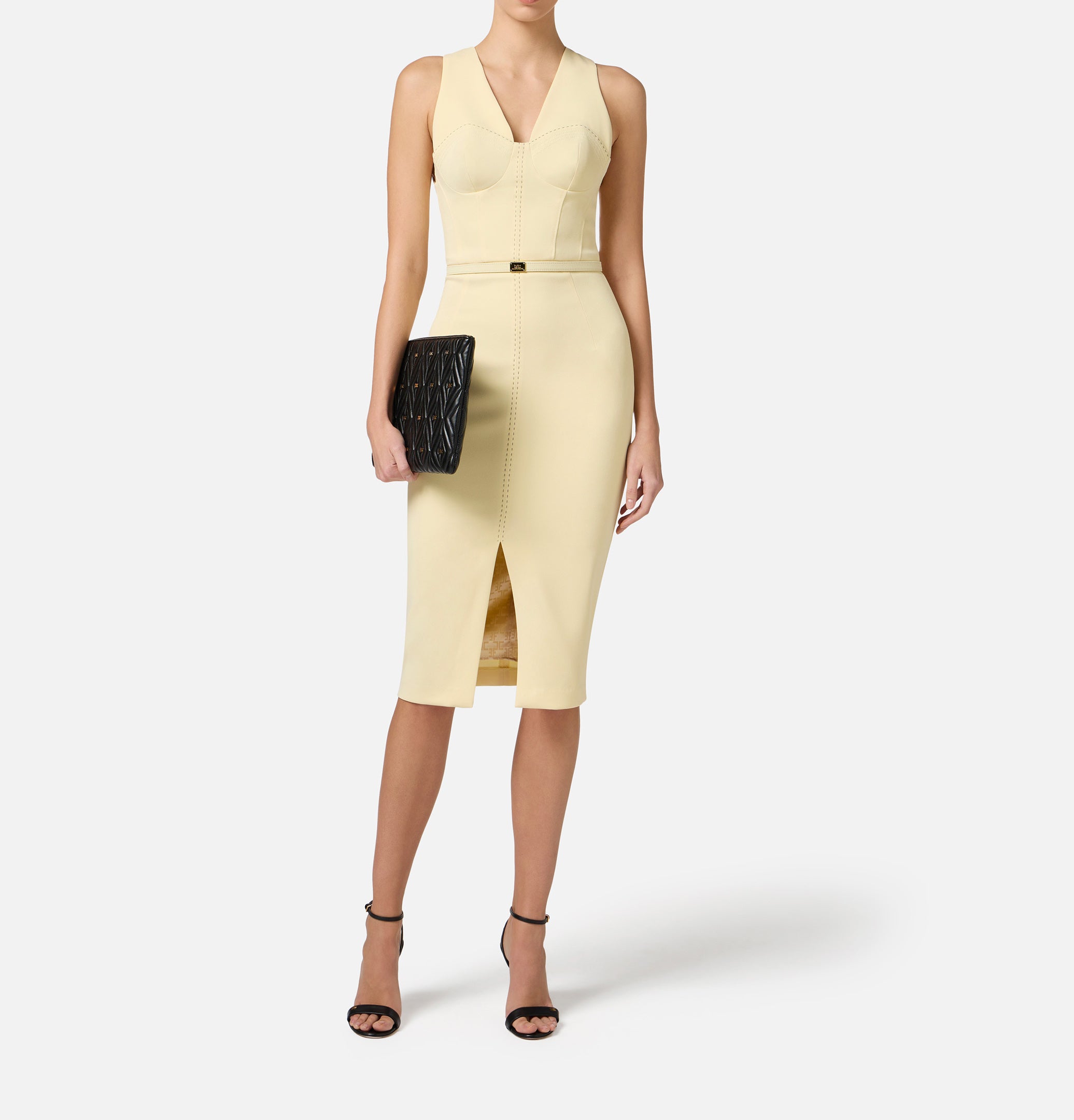 ELISABETTA FRANCHI Abito Bustier Midi Crêpe-Lemonade