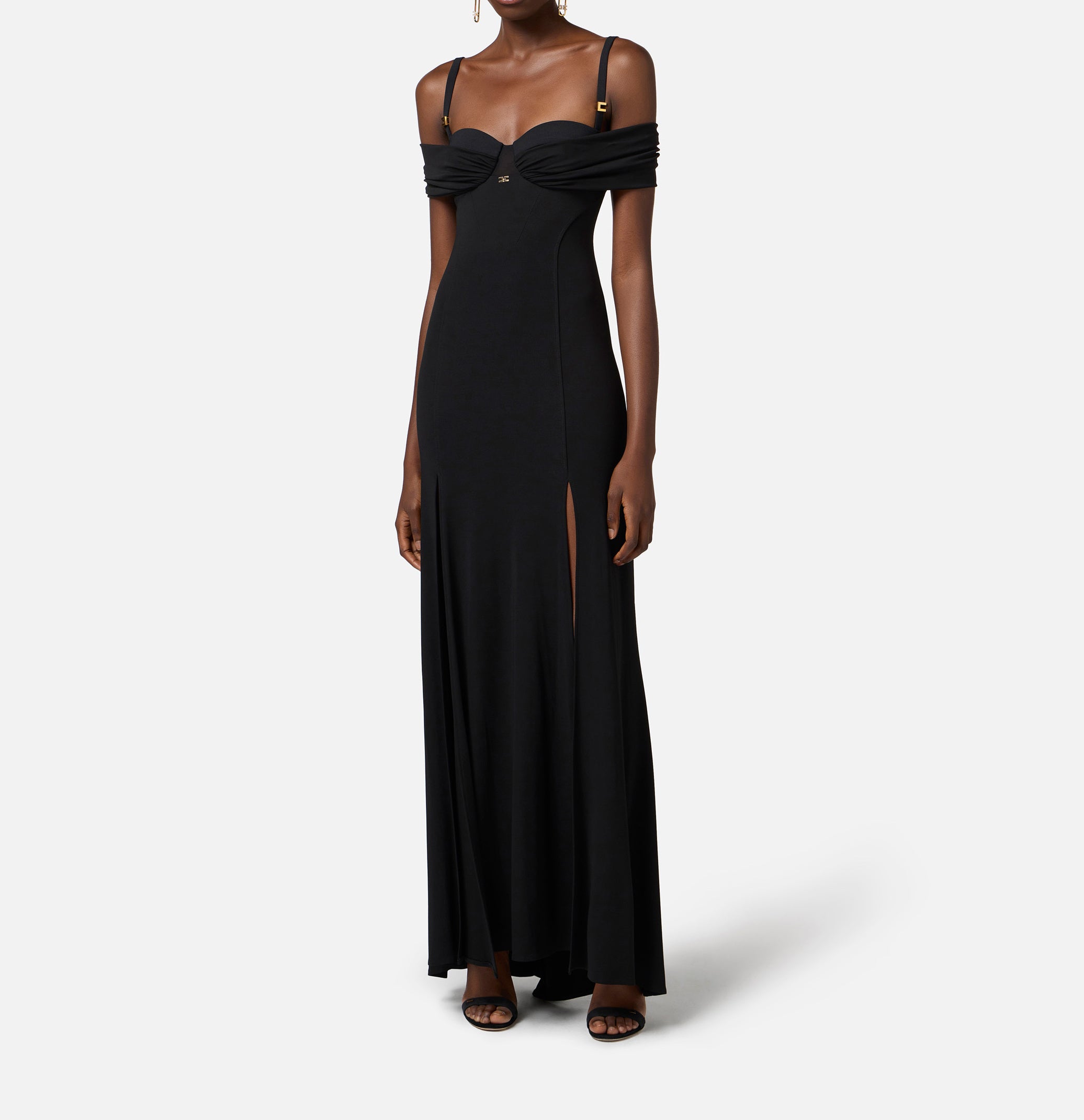 ELISABETTA FRANCHI Abito Red Carpet Jersey Crêpe-Nero