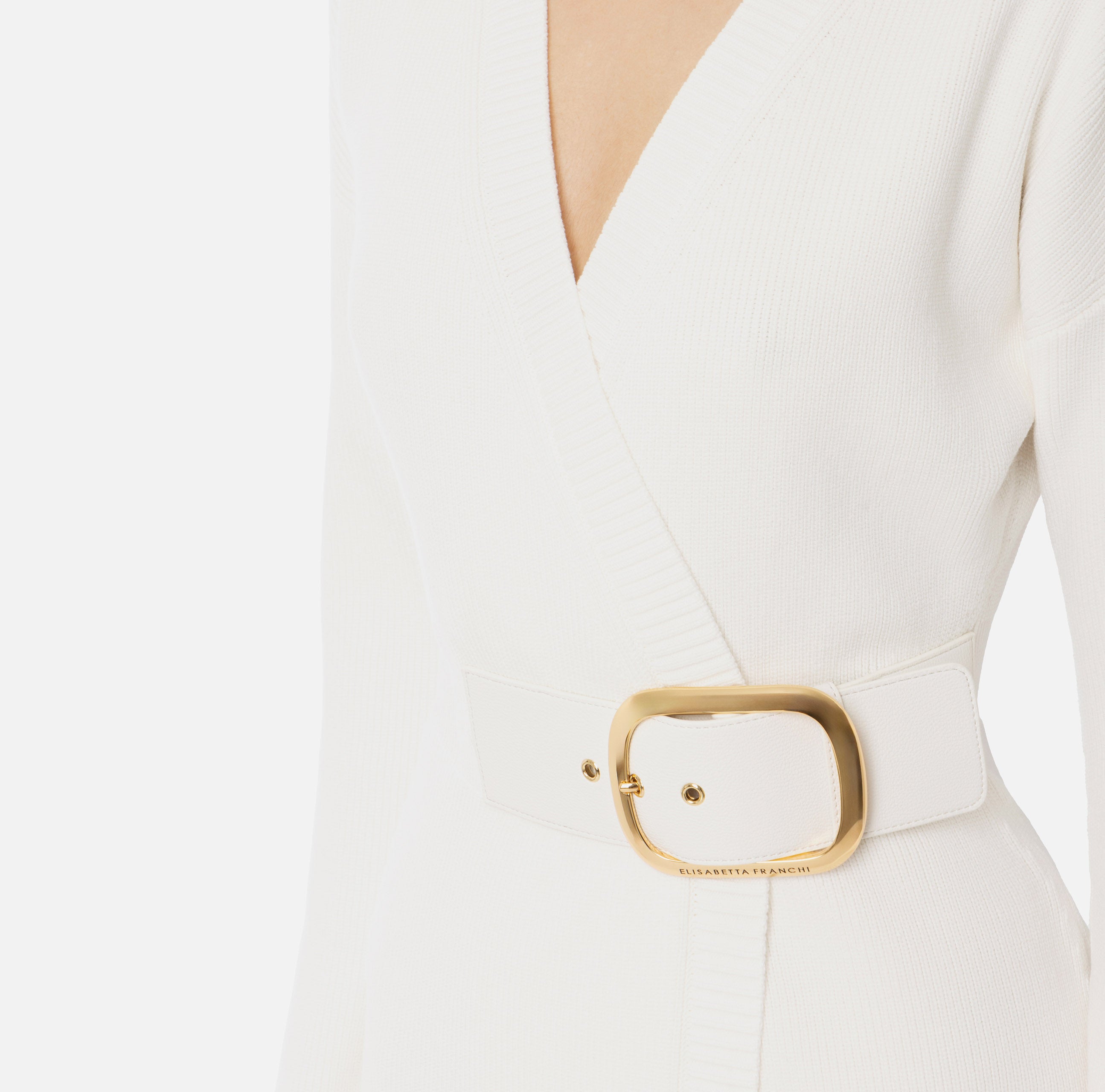 ELISABETTA FRANCHI Abito Robe-Manteau Maglia-Avorio