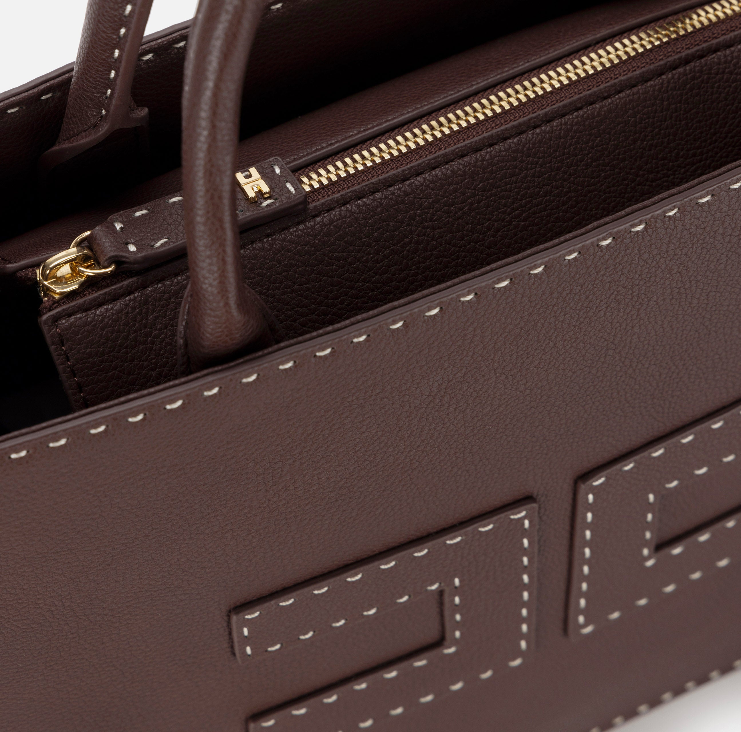 ELISABETTA FRANCHI Borsa Tote Media Impunture-Cacao