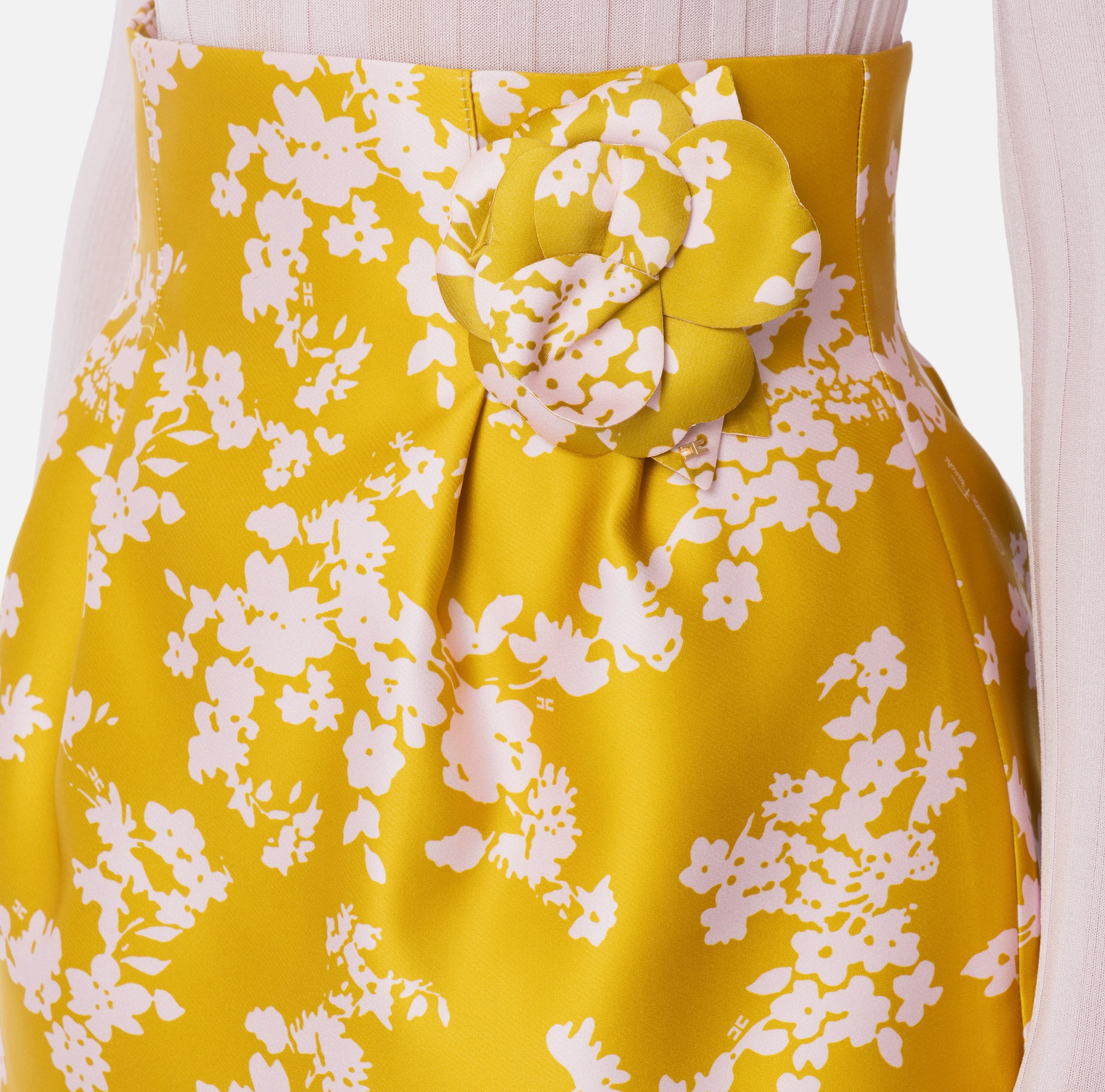 ELISABETTA FRANCHI Minigonna Duchesse Floreale-Curry Quarzo