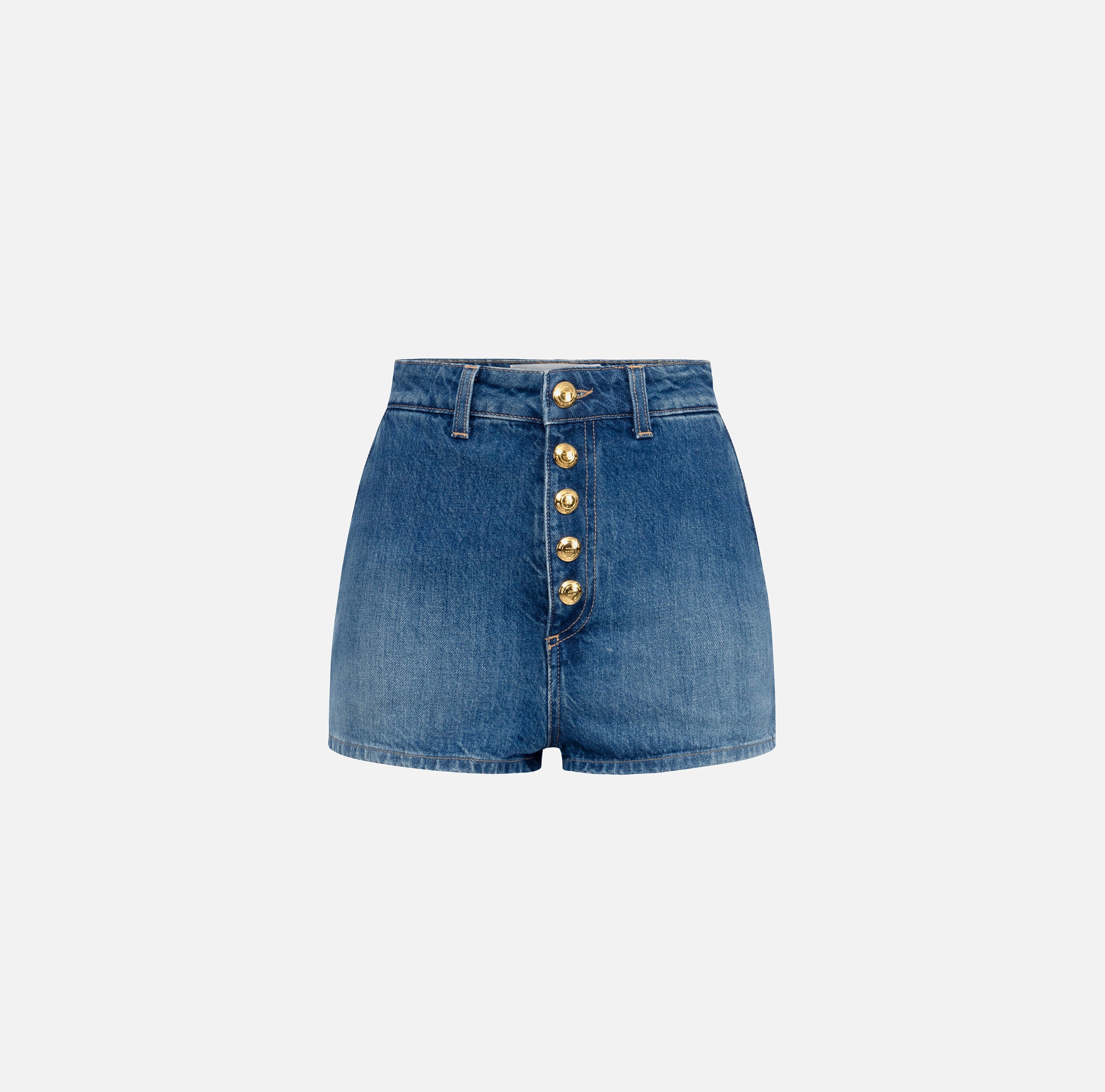 ELISABETTA FRANCHI Shorts Jeans Bottoni-Blue Denim