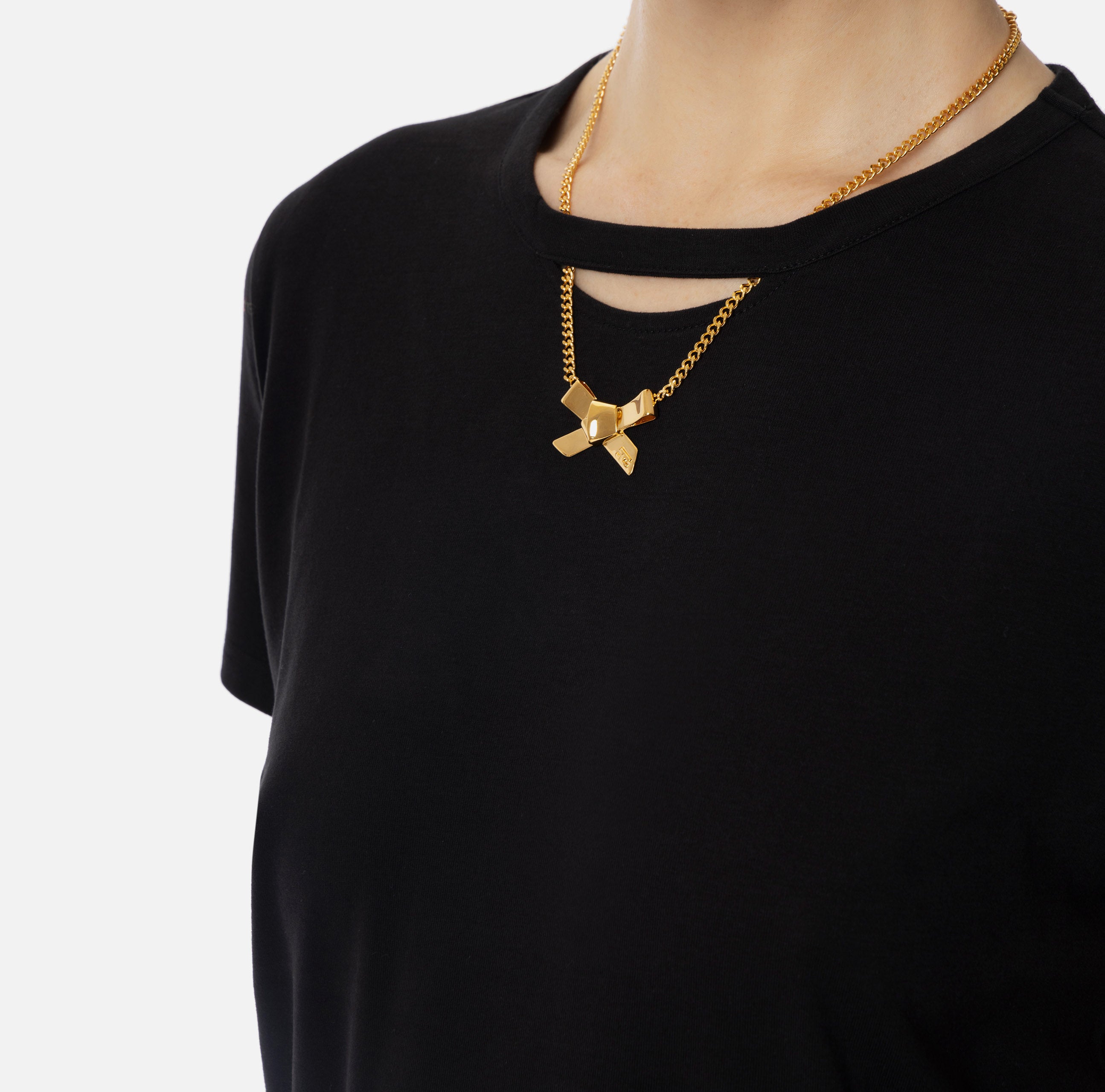 ELISABETTA FRANCHI T-Shirt Jersey Collana-Nero