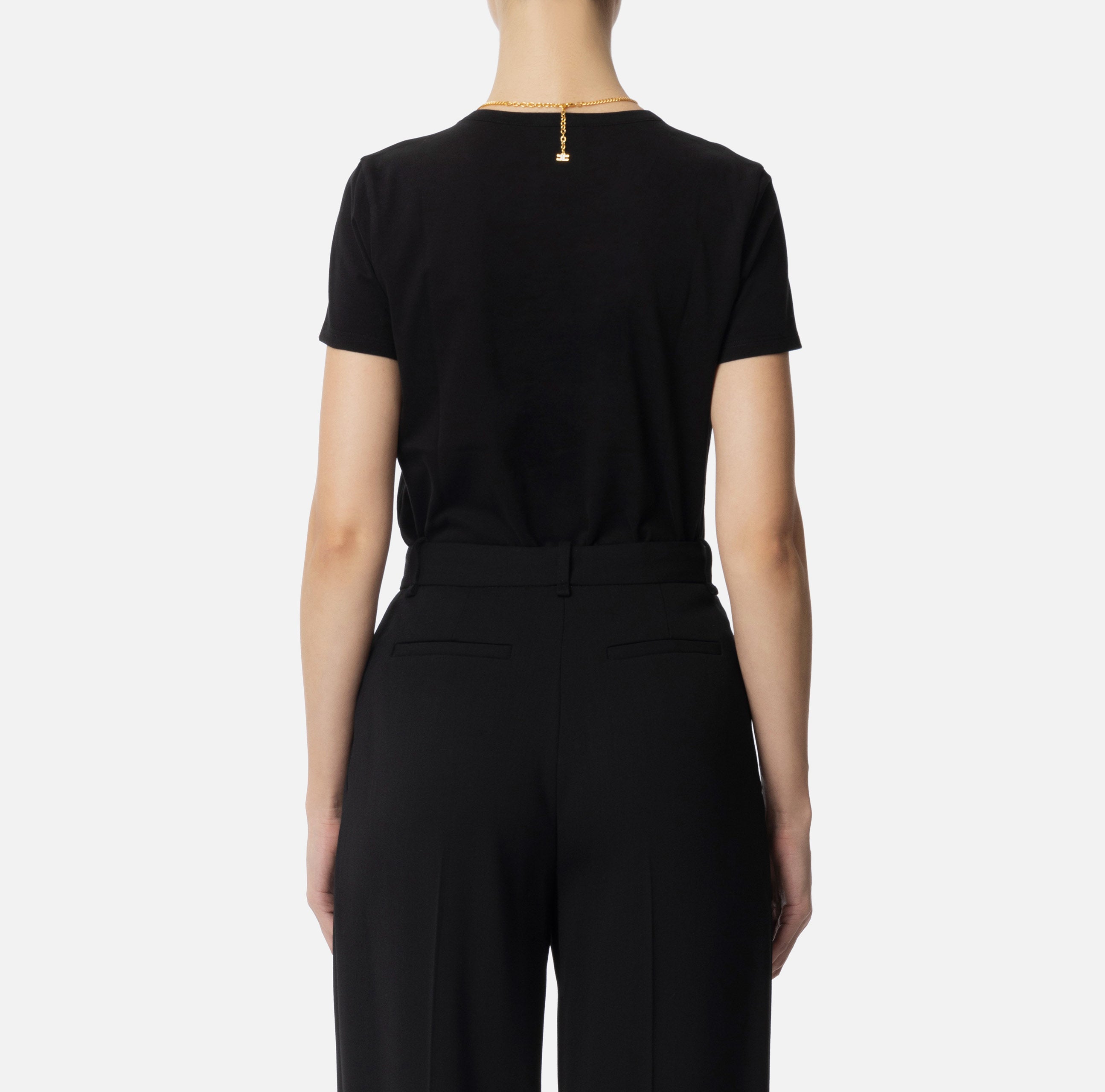 ELISABETTA FRANCHI T-Shirt Jersey Collana-Nero
