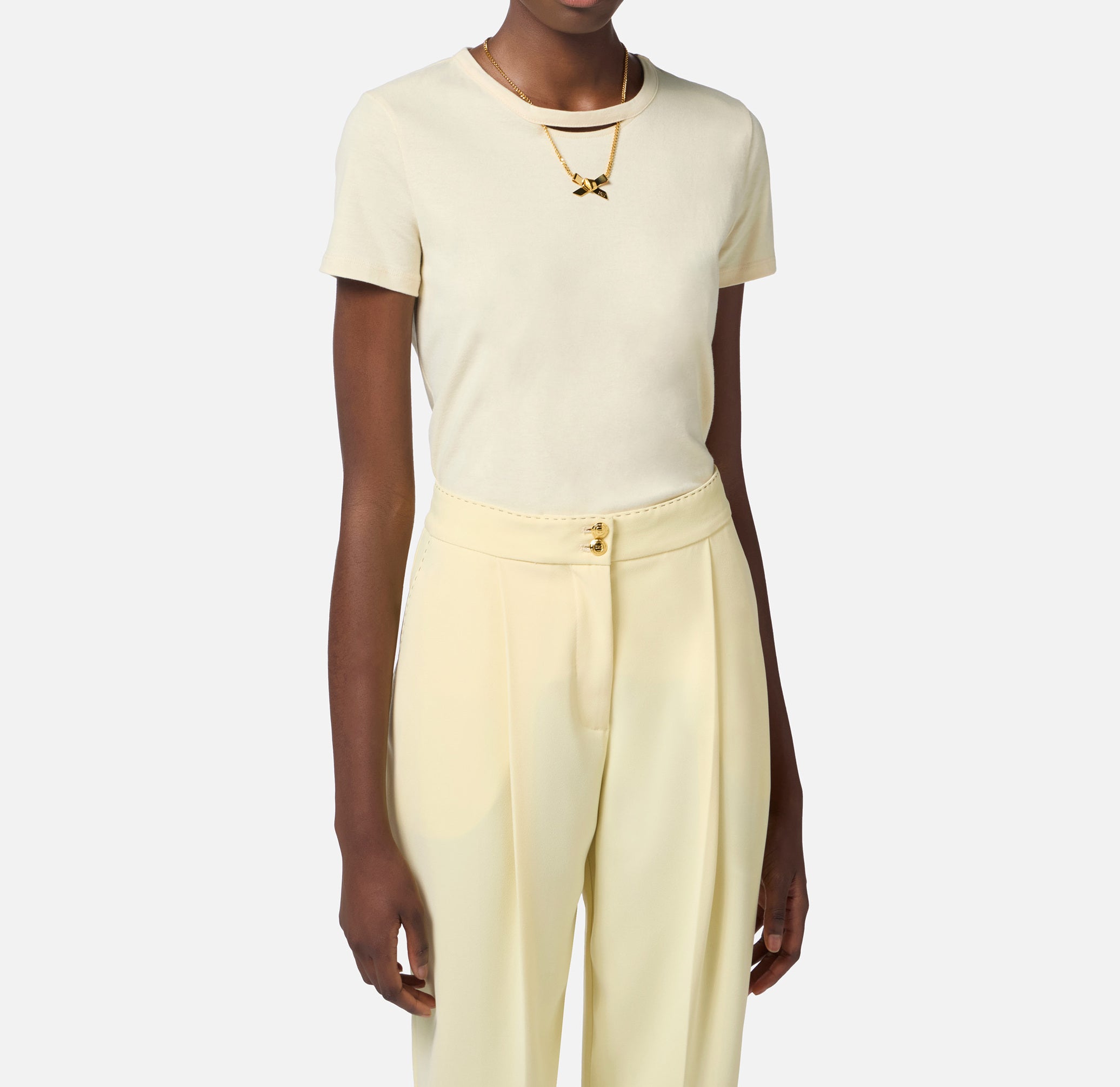 ELISABETTA FRANCHI T-Shirt Jersey Collana-Lemonade