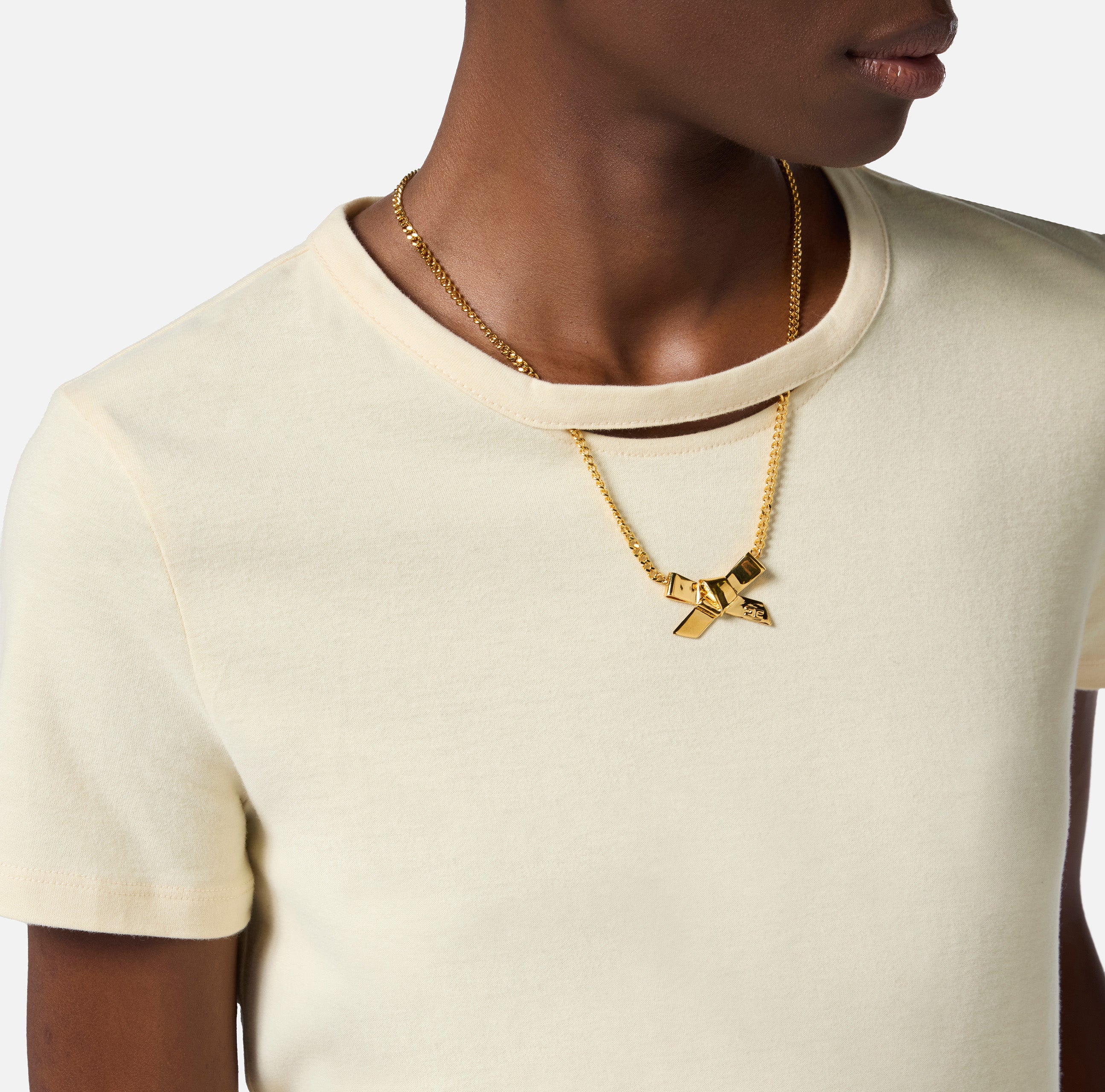 ELISABETTA FRANCHI T-Shirt Jersey Collana-Lemonade