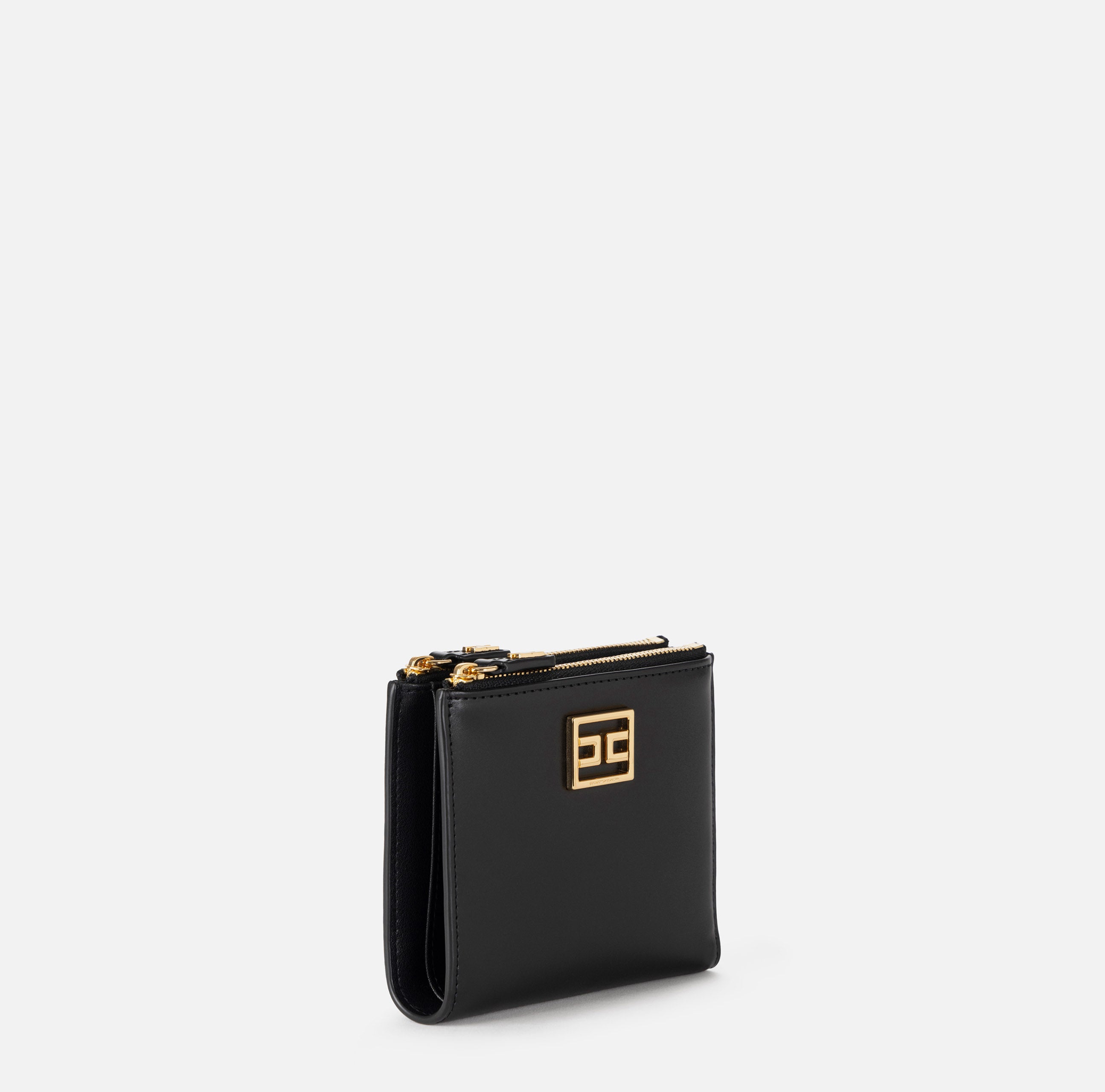 ELISABETTA FRANCHI Portafoglio Bifold Placca Logo-Nero