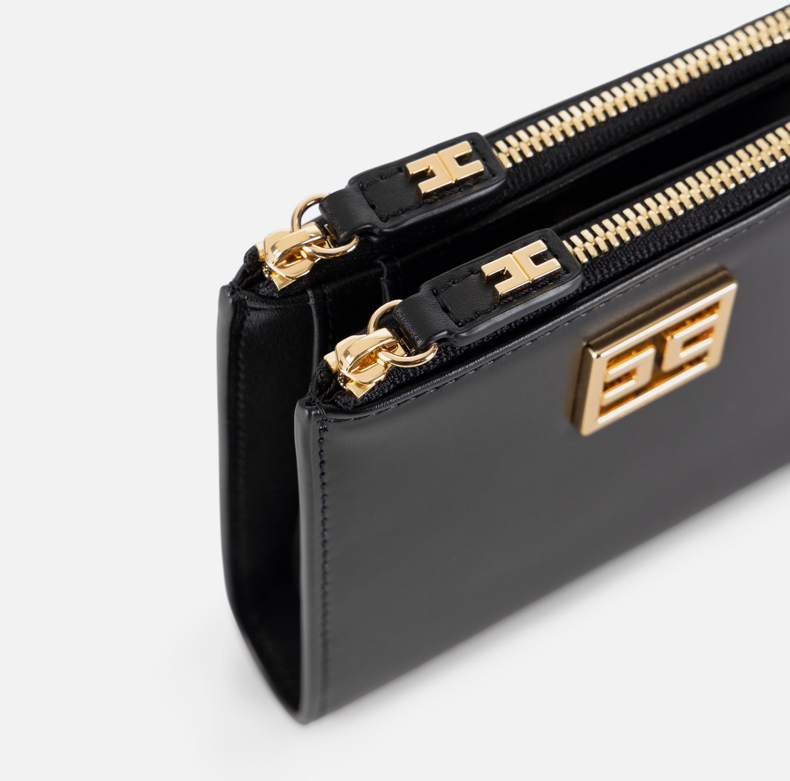 ELISABETTA FRANCHI Portafoglio Bifold Placca Logo-Nero