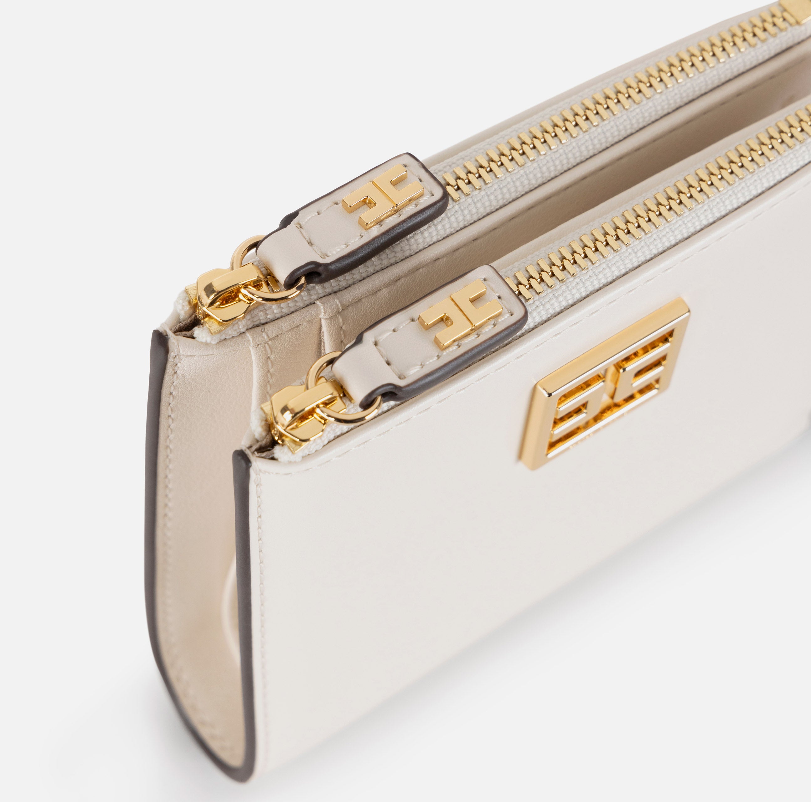 ELISABETTA FRANCHI Portafoglio Bifold Placca Logo-Burro