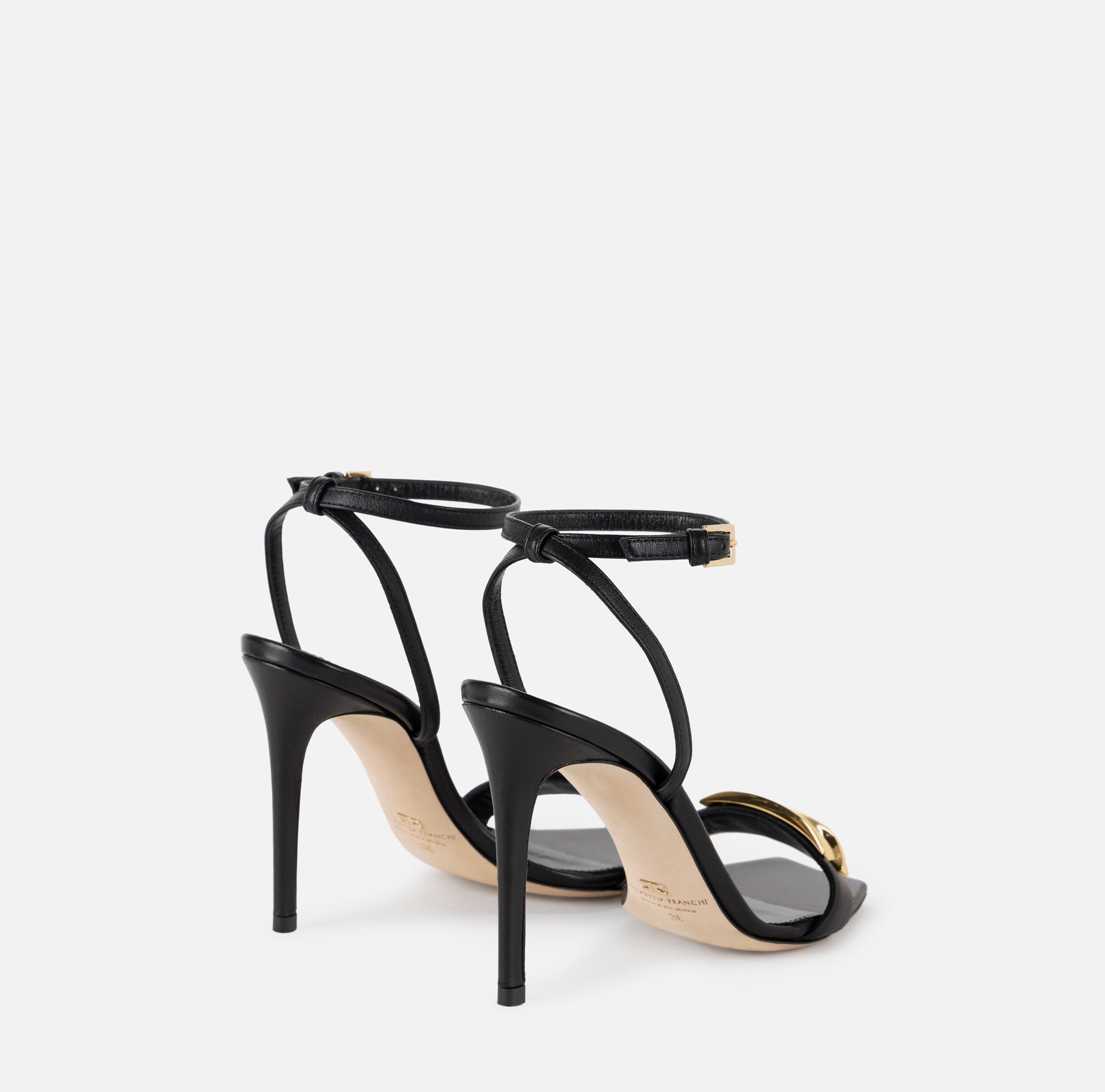 ELISABETTA FRANCHI Sandalo Pelle Foglia-Nero
