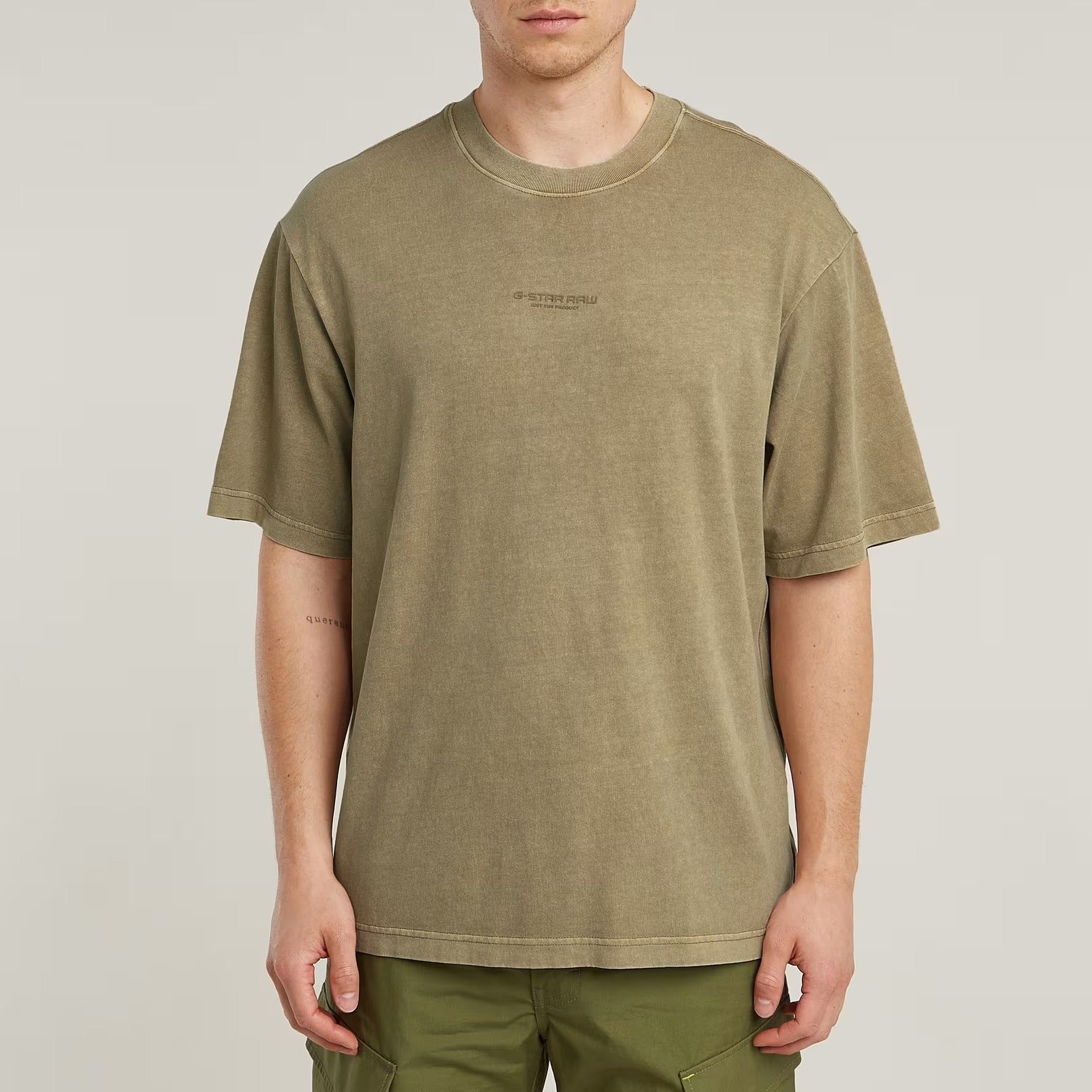 G-STAR RAW T-Shirt Uomo Overdyed Center Chest-Safari
