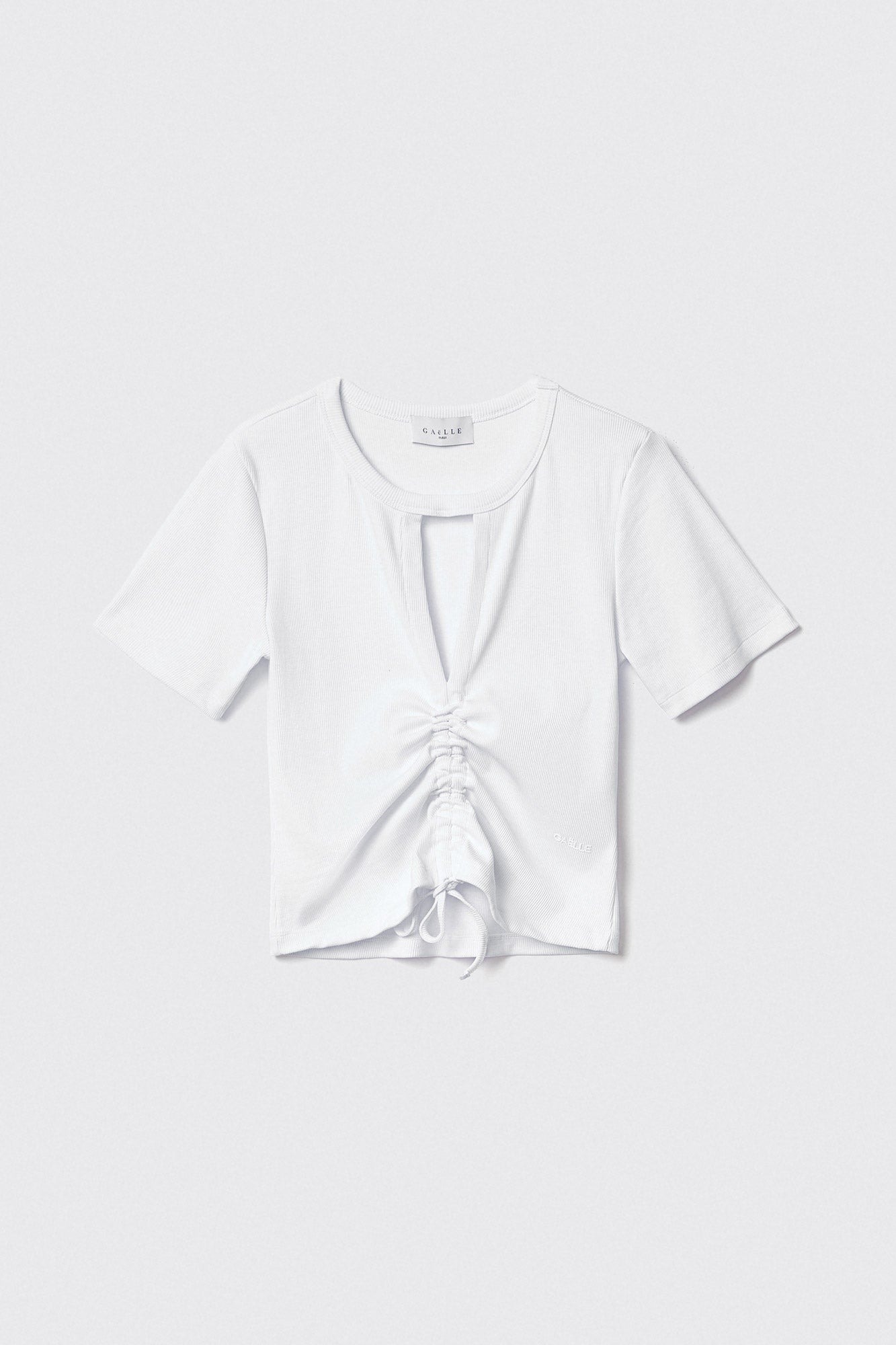 GAELLE PARIS T-Shirt Donna Costina Coulisse Logo Siliconato-Bianco