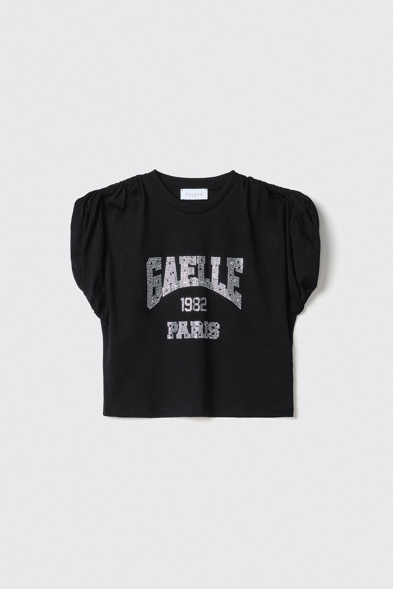 GAELLE PARIS T-Shirt Donna Logo Strass-Nero