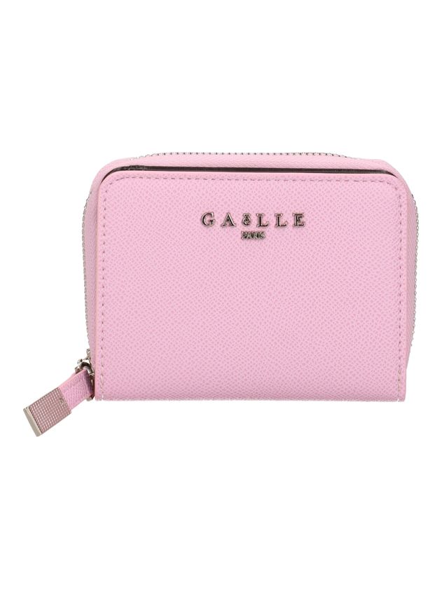 GAELLE PARIS Portafoglio Mini Zip Around Logo metallo-Rosa