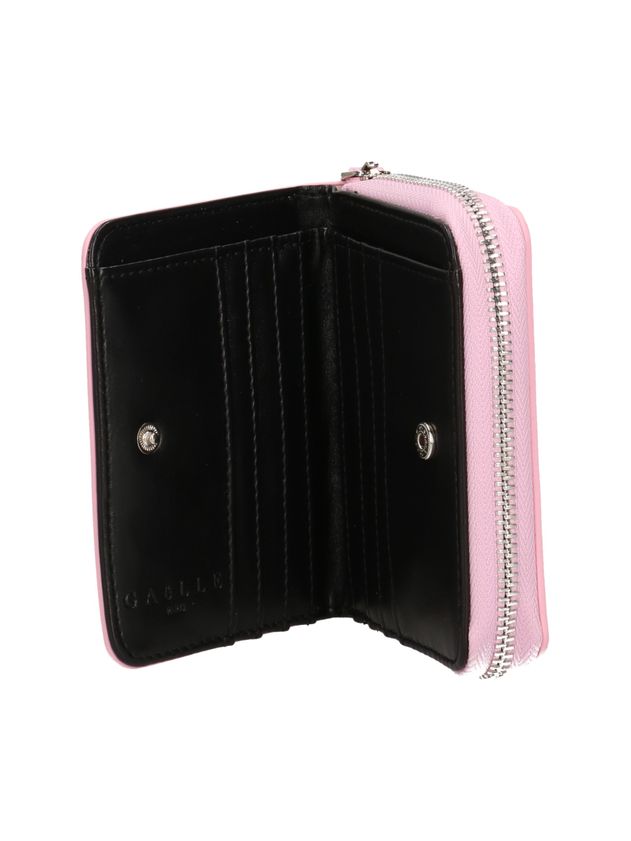 GAELLE PARIS Portafoglio Mini Zip Around Logo metallo-Rosa