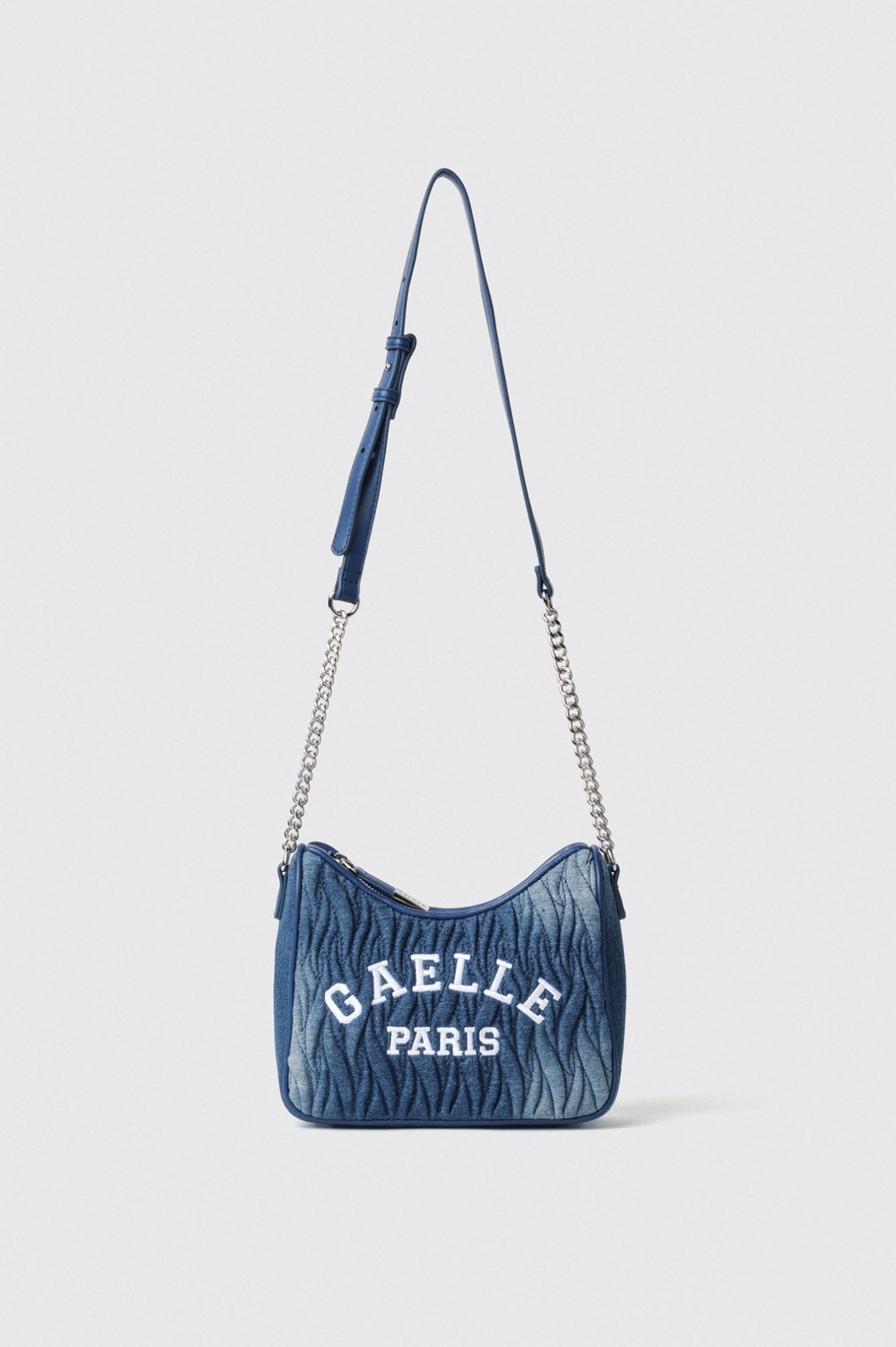 GAELLE PARIS Borsa Reg Moon Bag Denim Plissè-Dark Blue