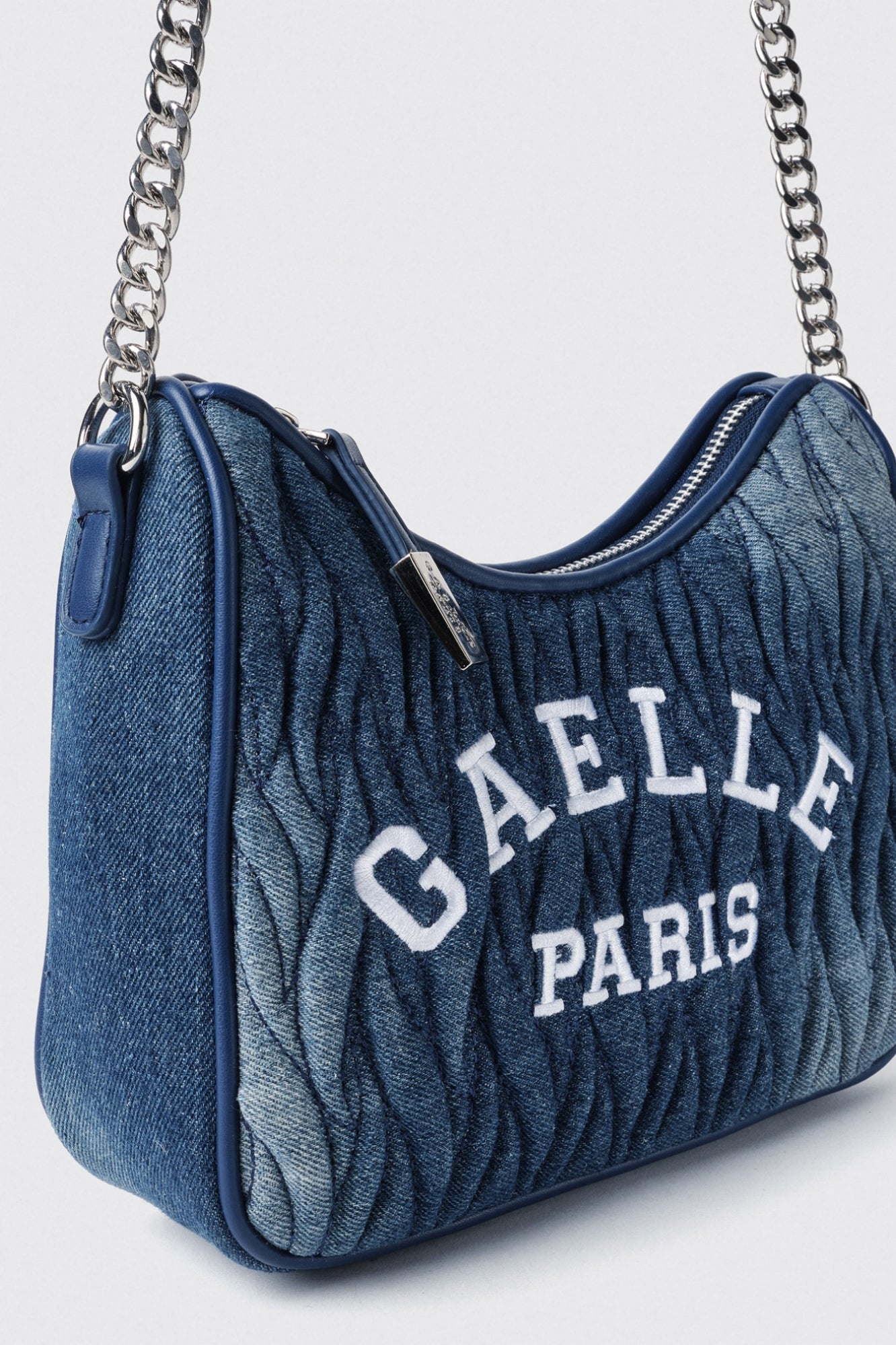 GAELLE PARIS Borsa Reg Moon Bag Denim Plissè-Dark Blue