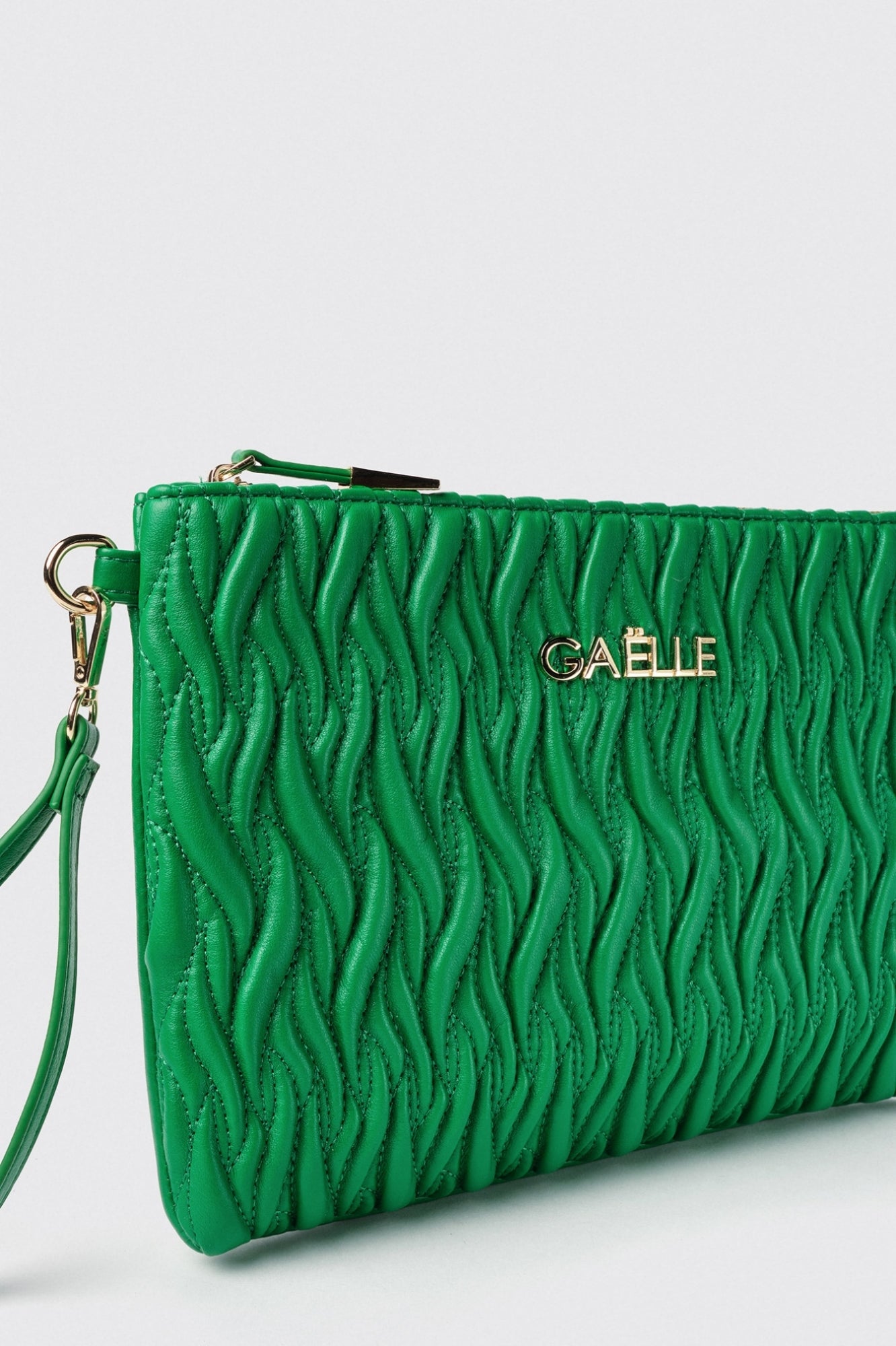 GAELLE PARIS Reg Pochette Plissè Logo Metallo-Verde