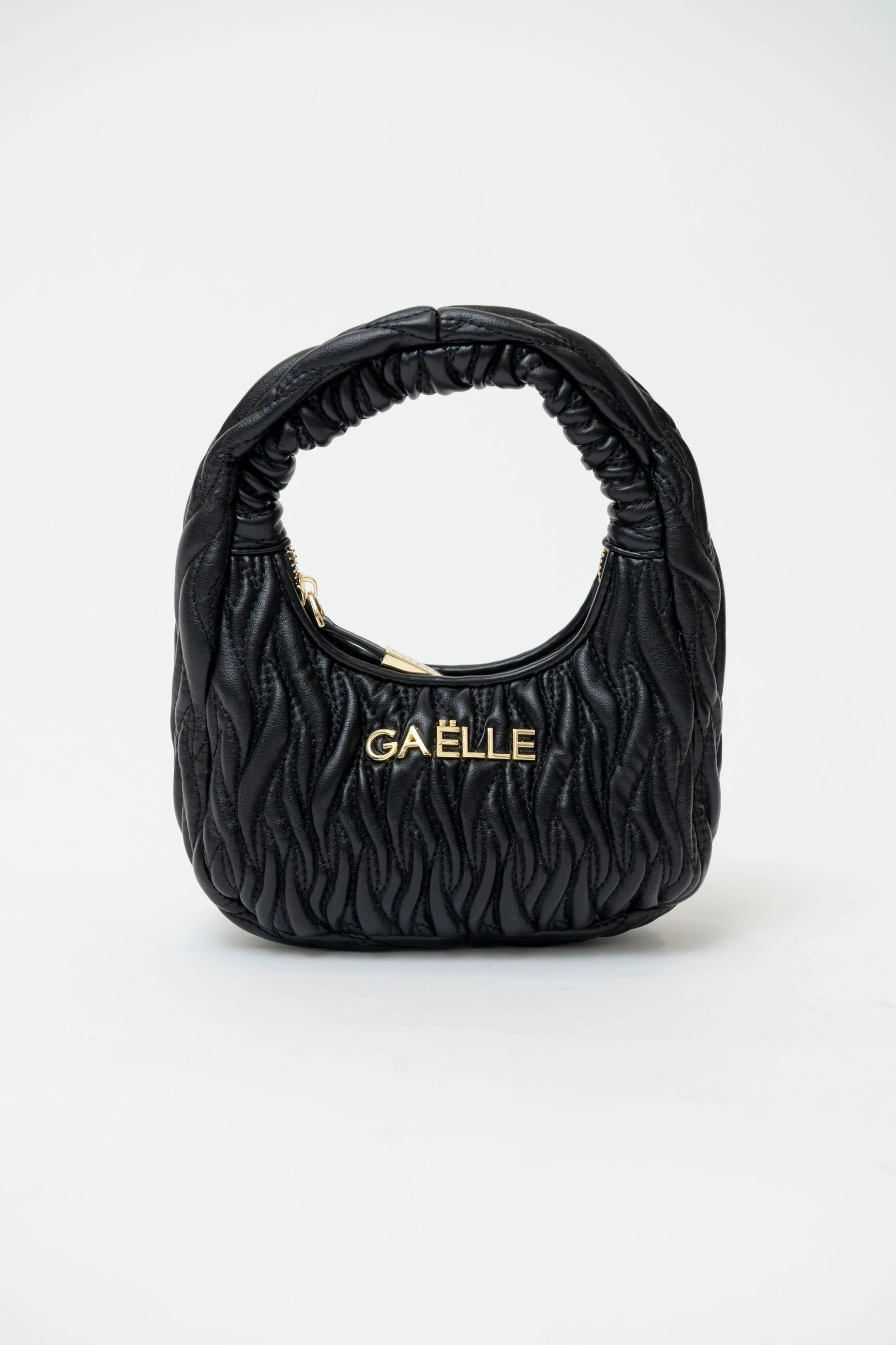 GAELLE PARIS Borsa Mini Hobo Plissè Logo Metallo-Nero