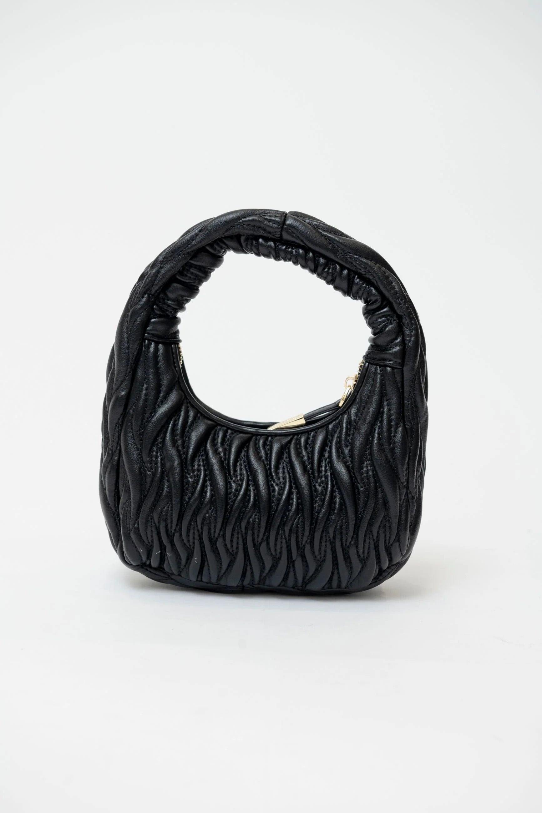 GAELLE PARIS Borsa Mini Hobo Plissè Logo Metallo-Nero