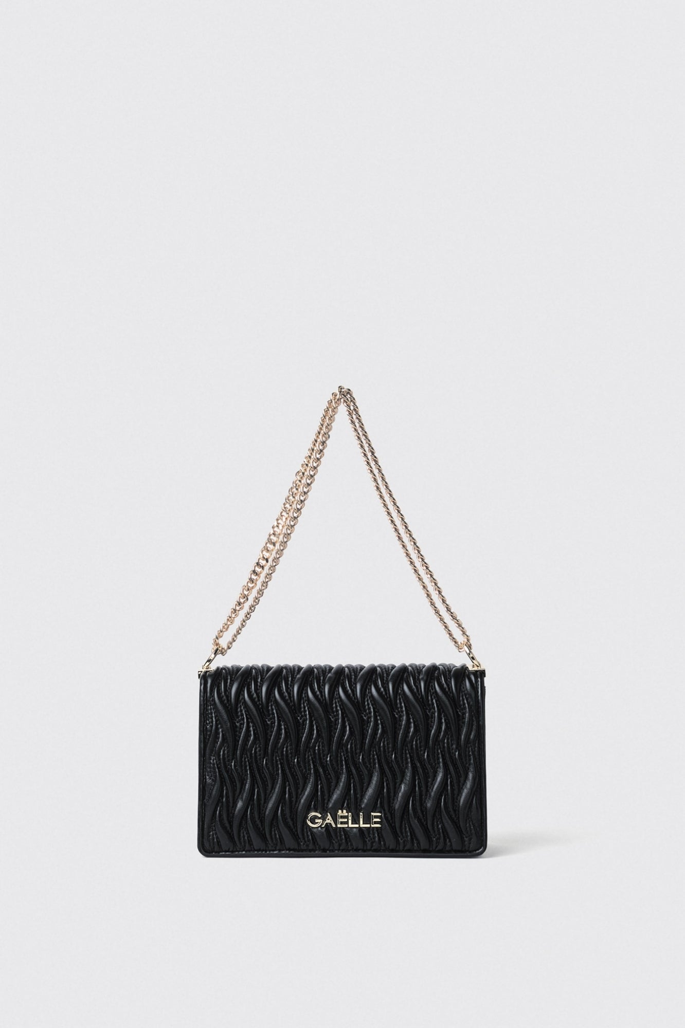 GAELLE PARIS Reg Shoulder Strap Plissè Logo Metallo-Nero