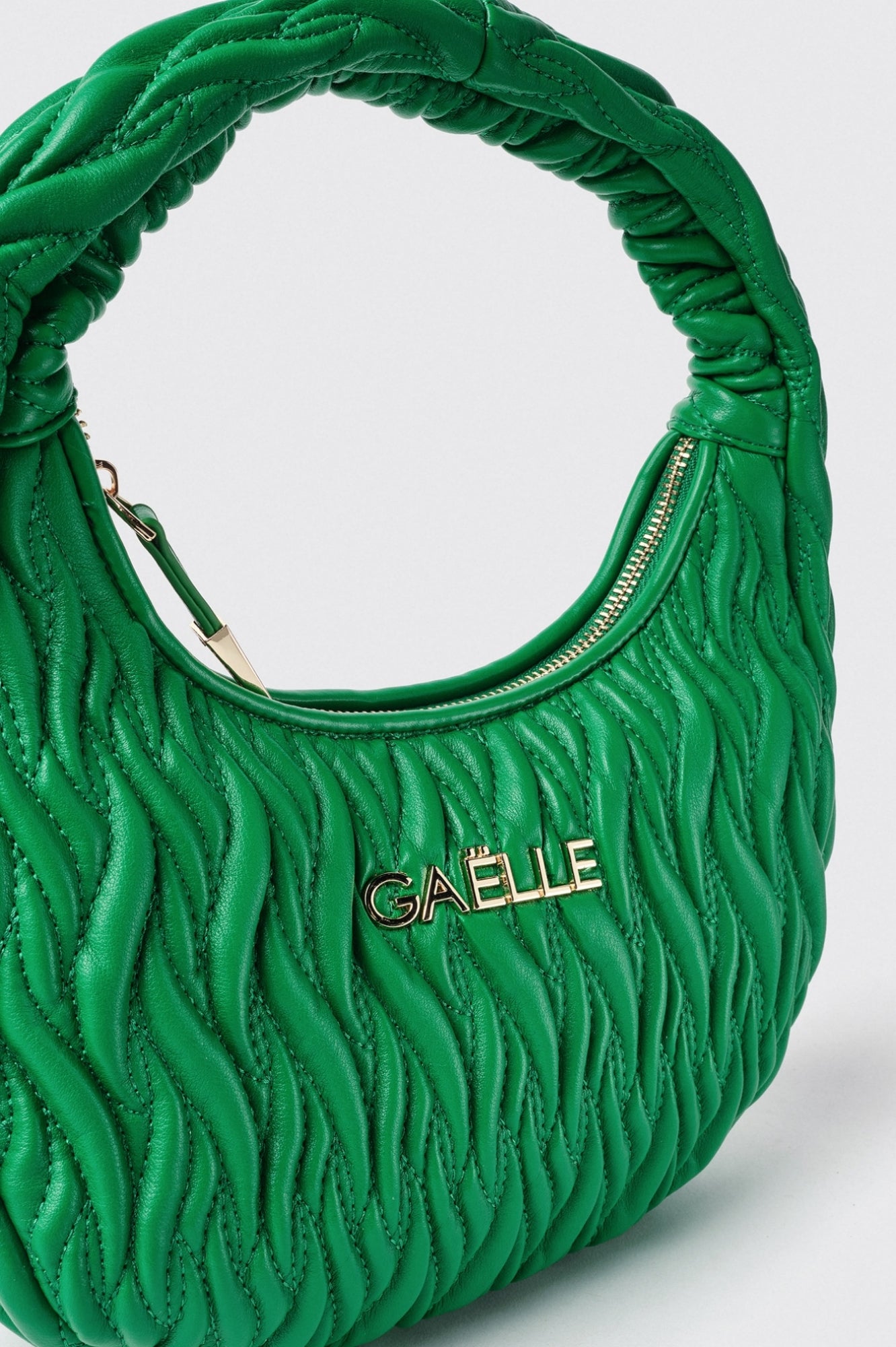 GAELLE PARIS Borsa Maxi Hobo Plissè Logo Metallo-Verde