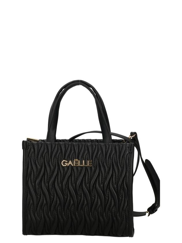 GAELLE PARIS Borsa Reg Shopper Plissè Logo Metallo-Nero