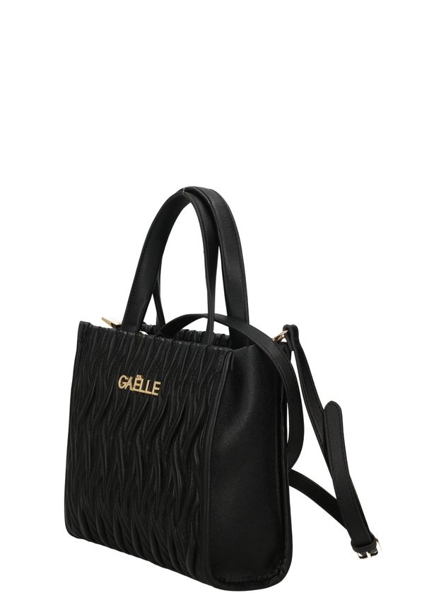 GAELLE PARIS Borsa Reg Shopper Plissè Logo Metallo-Nero