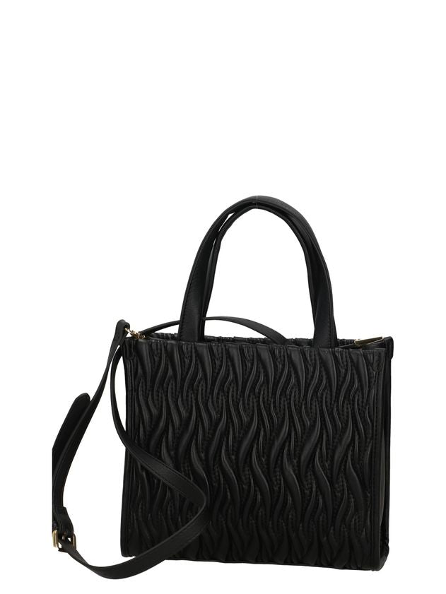 GAELLE PARIS Borsa Reg Shopper Plissè Logo Metallo-Nero