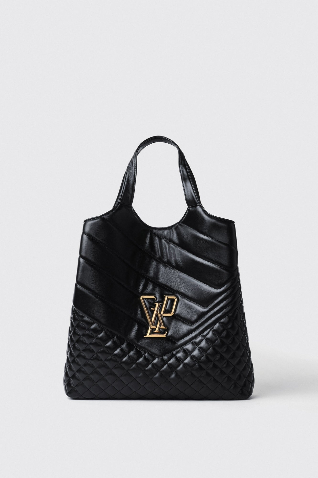 GAELLE PARIS Borsa Maxi Shopper Doppio Matelassè GLP Metallo-Nero