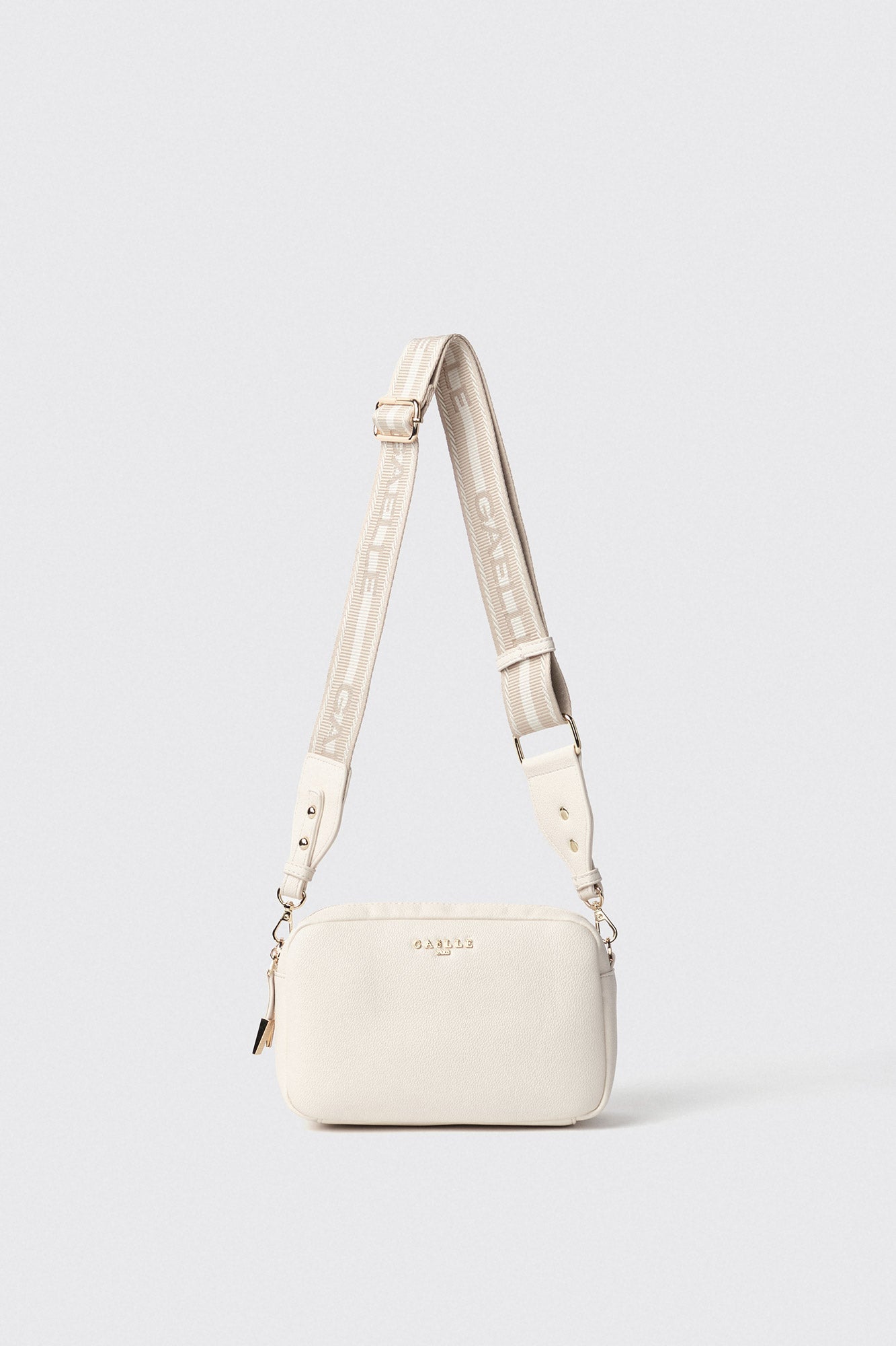 GAELLE PARIS Camera Bag Logo Metallo Tracolla Jacquard-Bianco